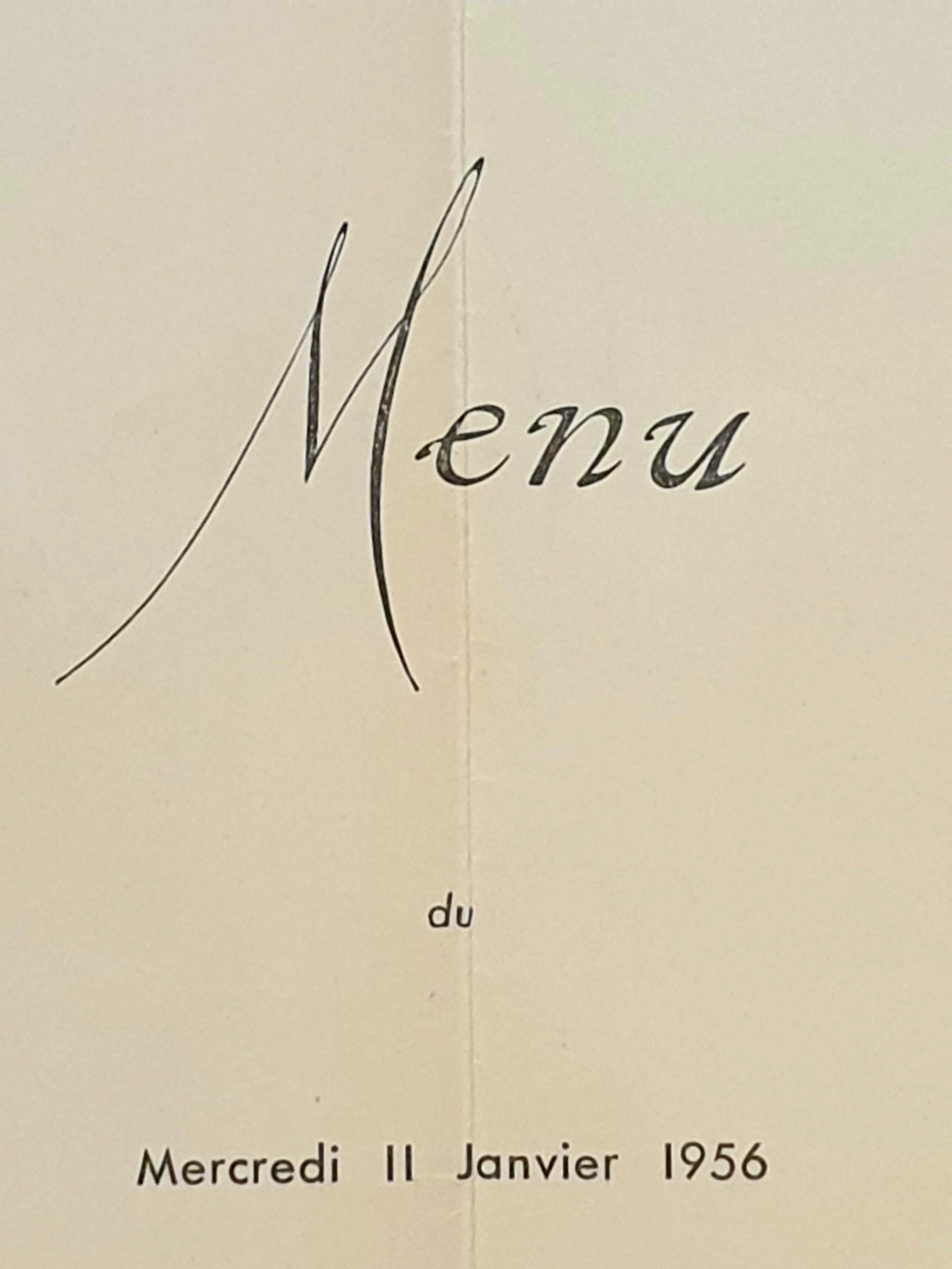 Mid-Century Original Printed Menu, Transatlantic French Line, 'Ile de France'. For Sale 12