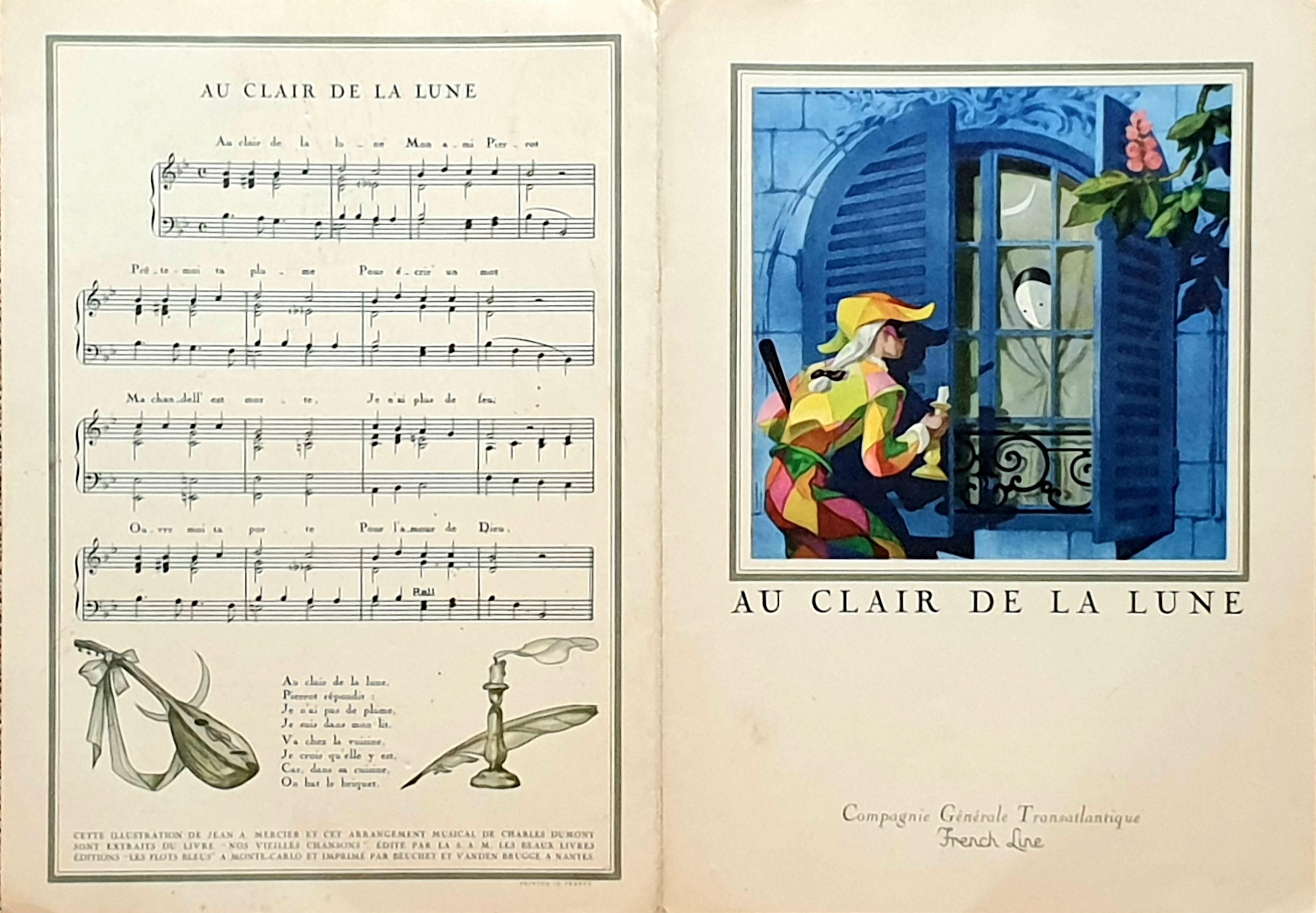 Mid-Century Original Printed Menu, Transatlantic French Line, 'Ile de France'. For Sale 14