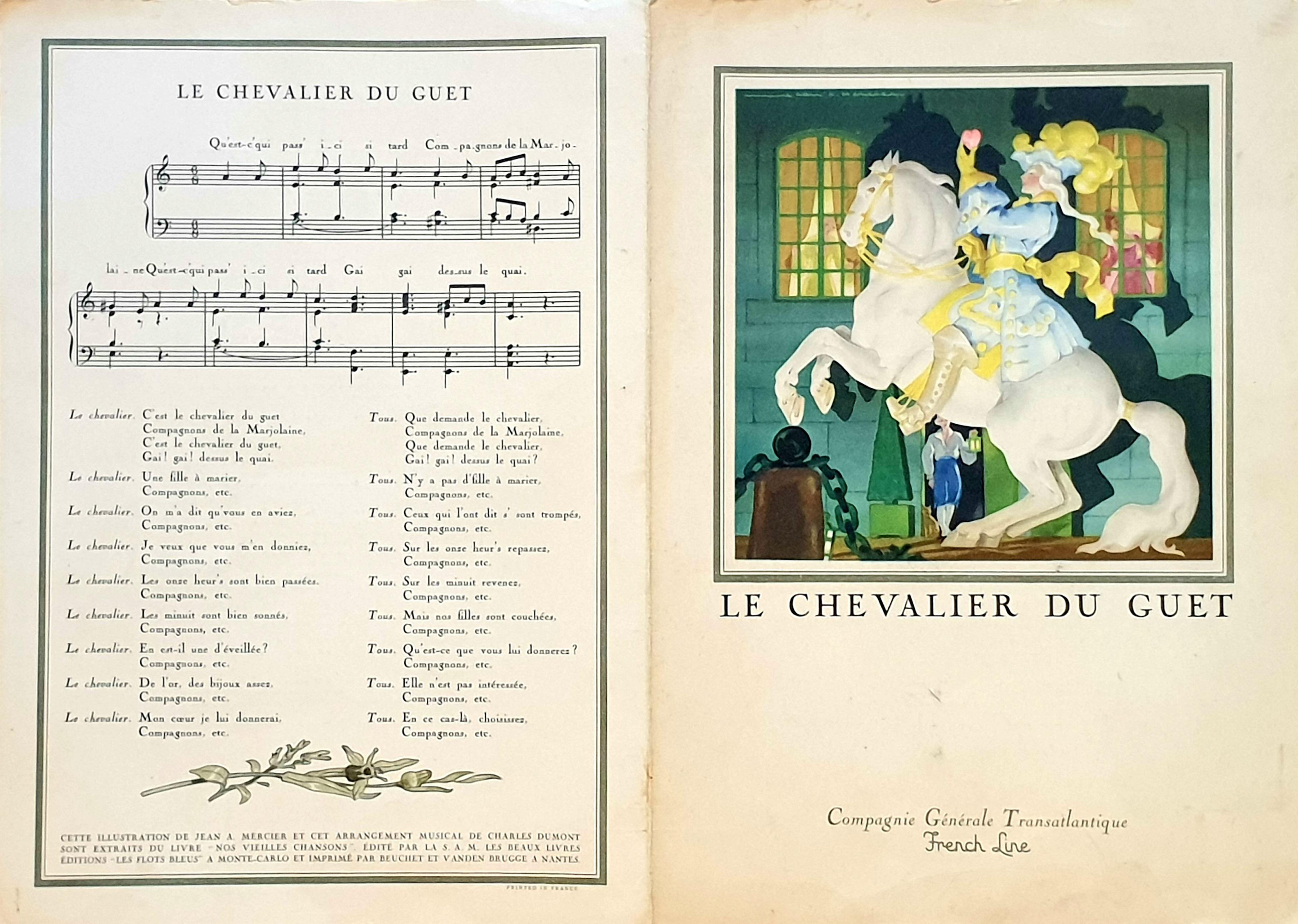 Mid-Century Original Printed Menu, Transatlantic French Line, 'Ile de France'. For Sale 16