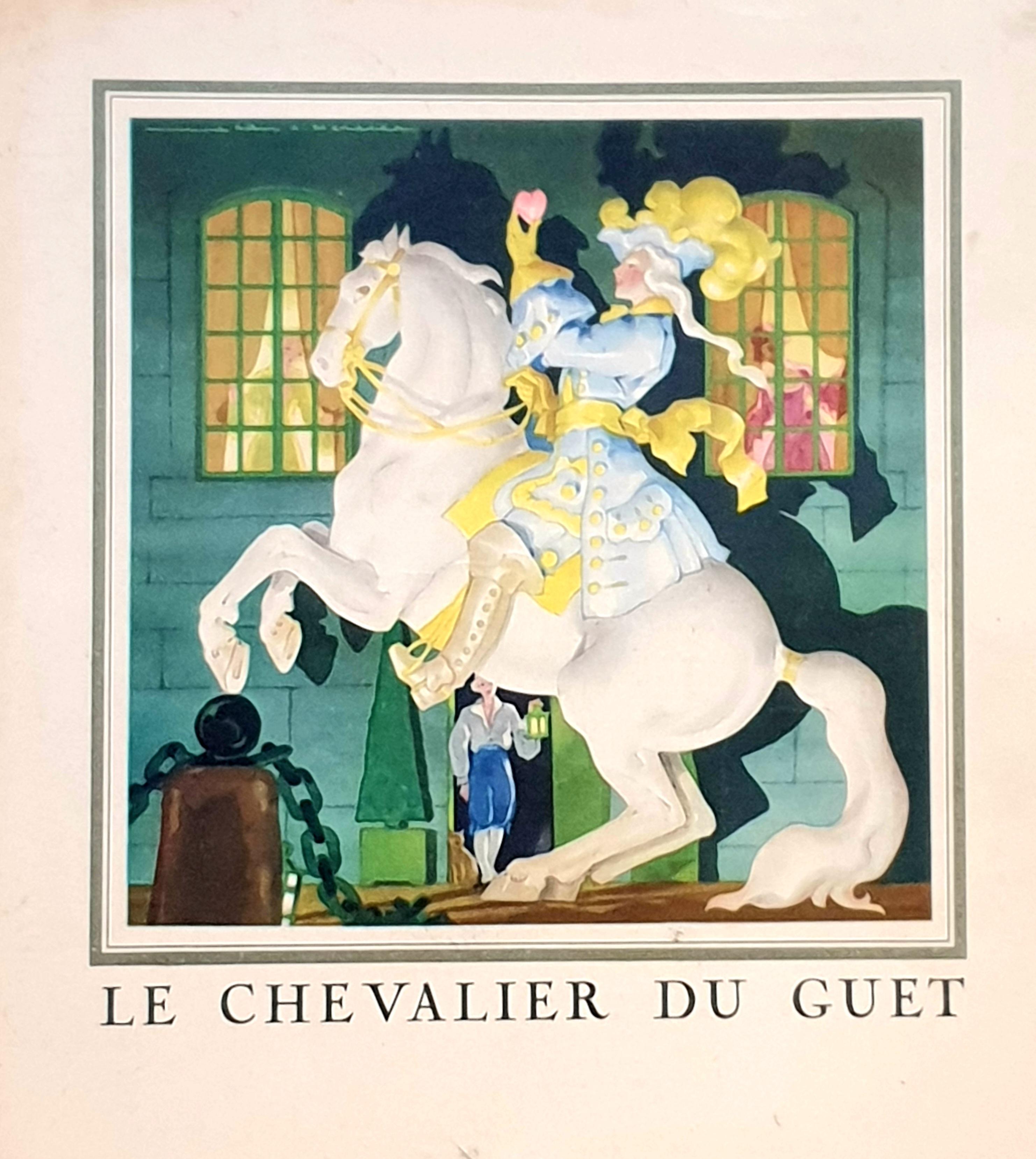 Mid-Century Original Printed Menu, Transatlantic French Line, 'Ile de France'. - White Animal Print by Jean Mercier