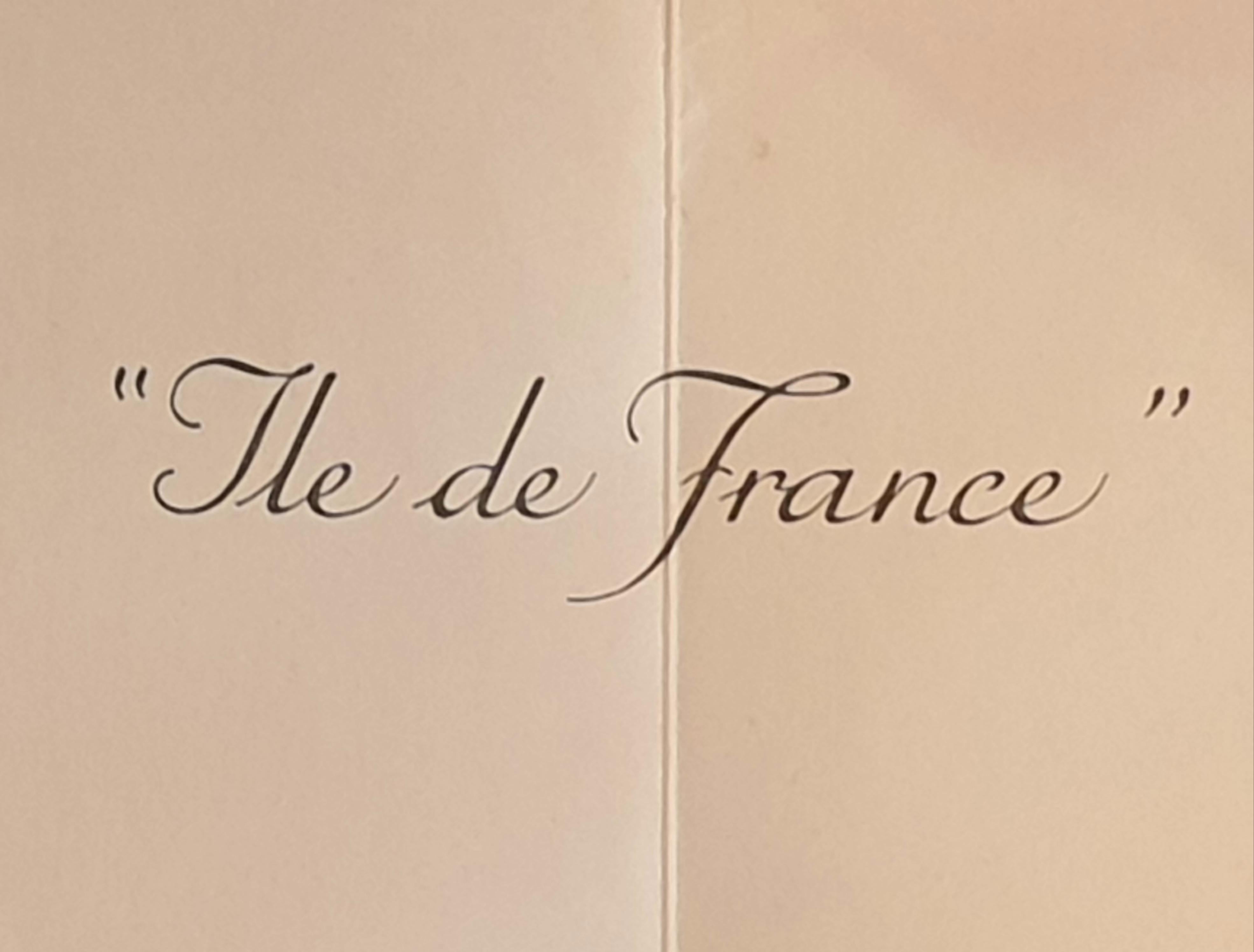 Mid-Century Original Printed Menu, Transatlantic French Line, 'Ile de France'. For Sale 17