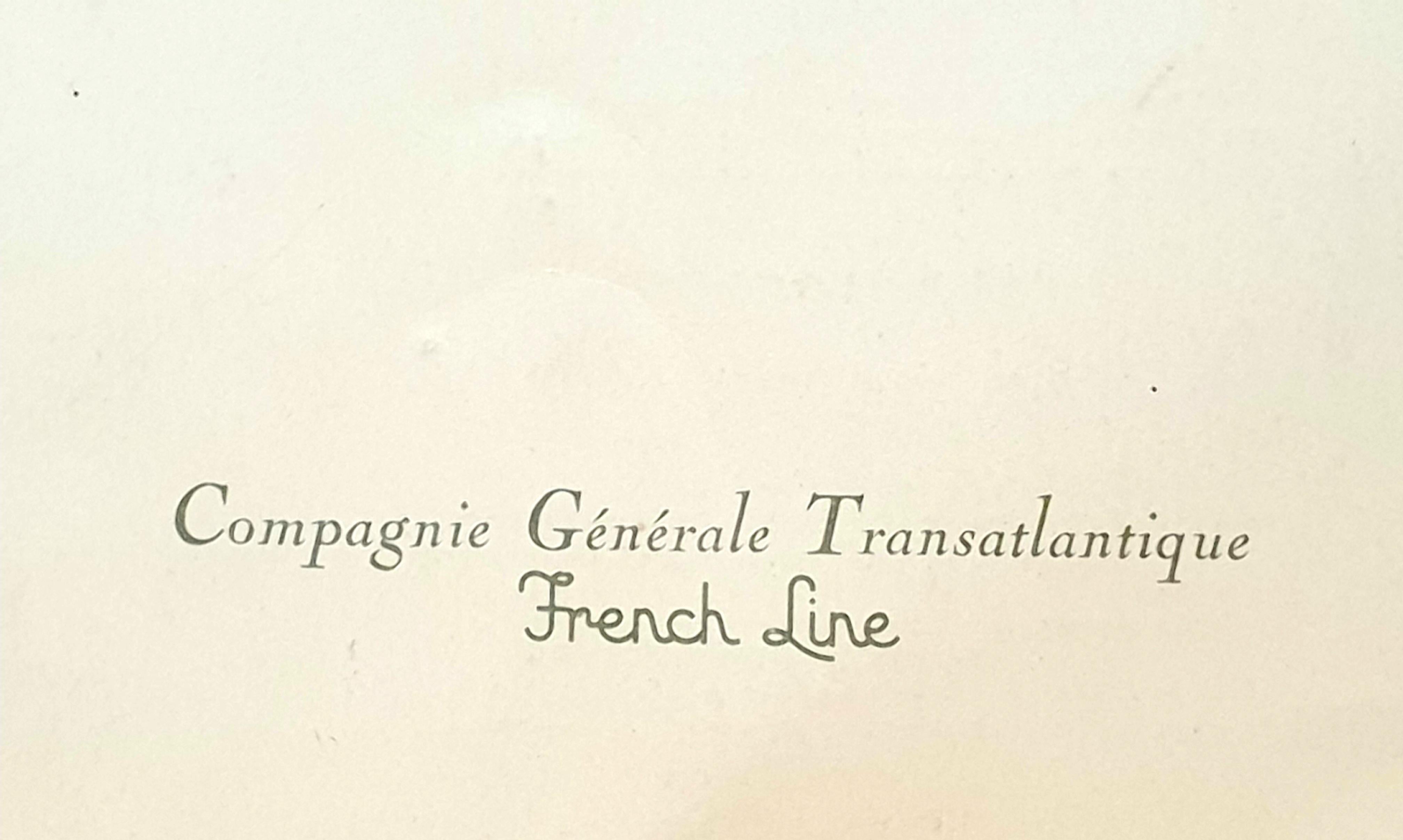 Mid-Century Original Printed Menu, Transatlantic French Line, 'Ile de France'. For Sale 1