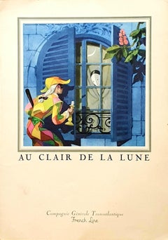 Mid-Century Original Printed Menu, Transatlantic French Line, 'Ile de France'.