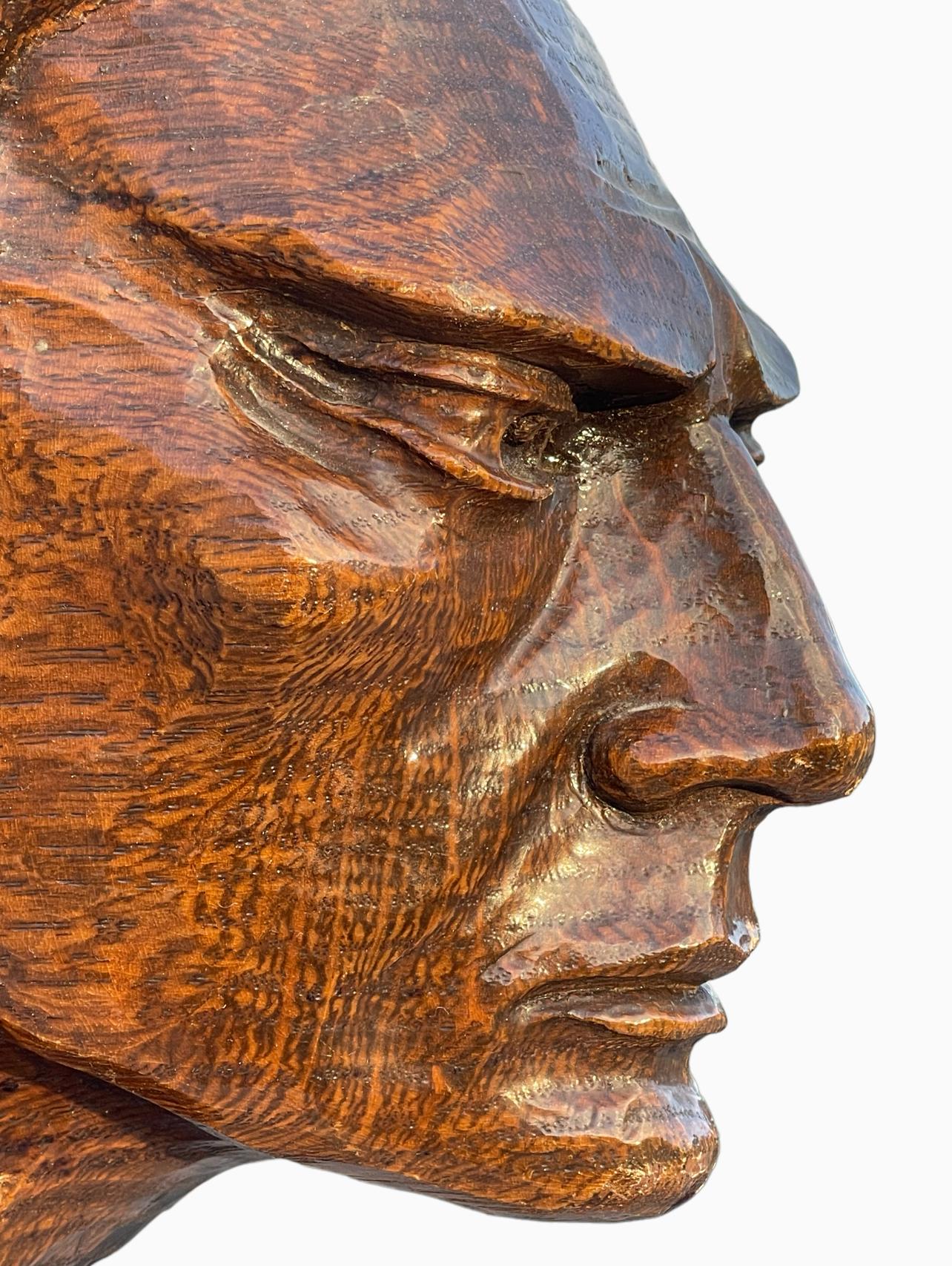 Jean Mermoz - Busto in legno intagliato, La Rafale in vendita 4