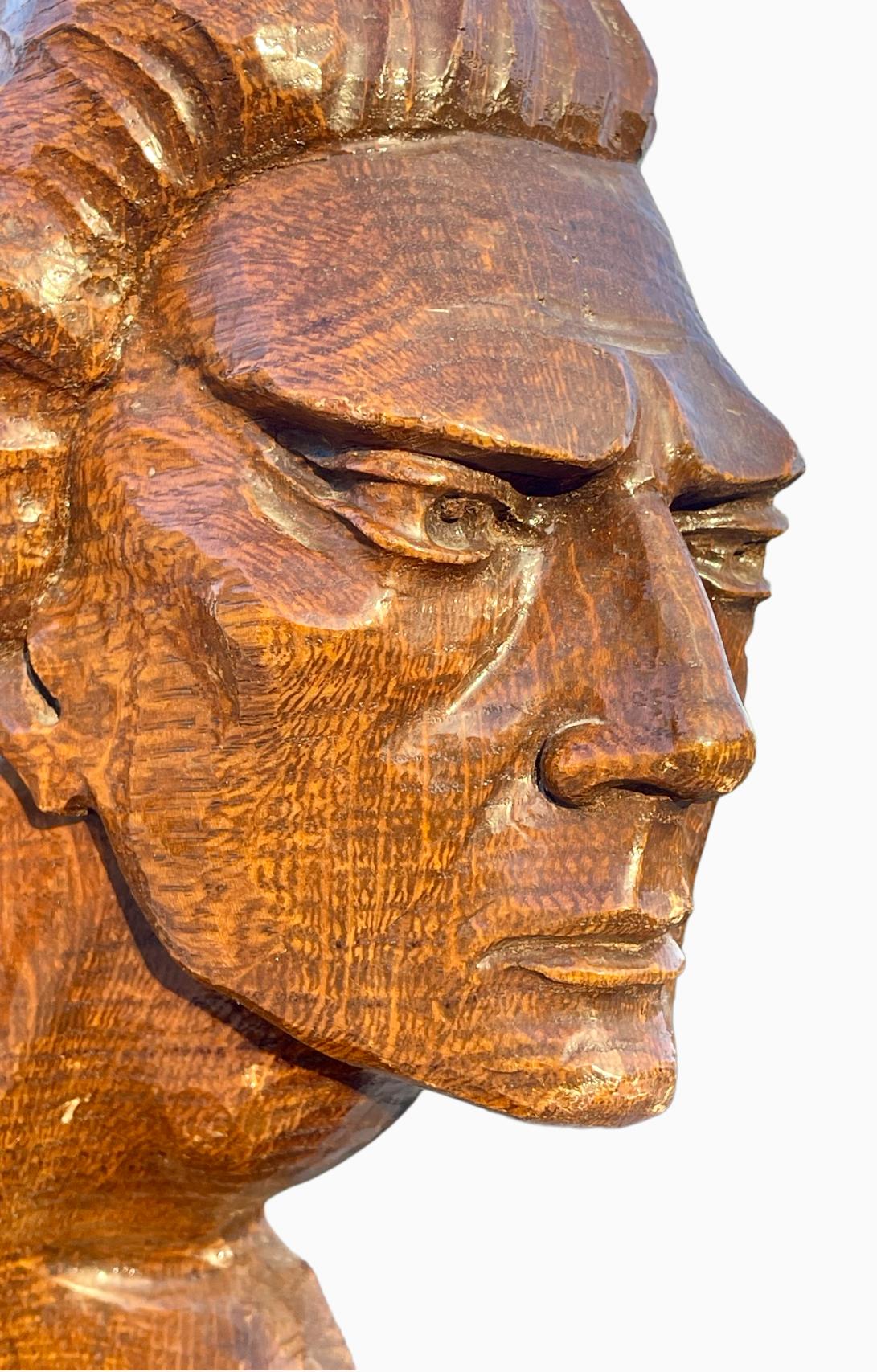 Jean Mermoz - Busto in legno intagliato, La Rafale in vendita 6