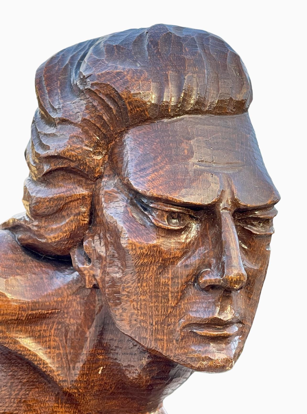 Francese Jean Mermoz - Busto in legno intagliato, La Rafale in vendita