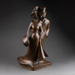 Jean Mich : "Los elegantes", escultura de bronce parinado, C.1930