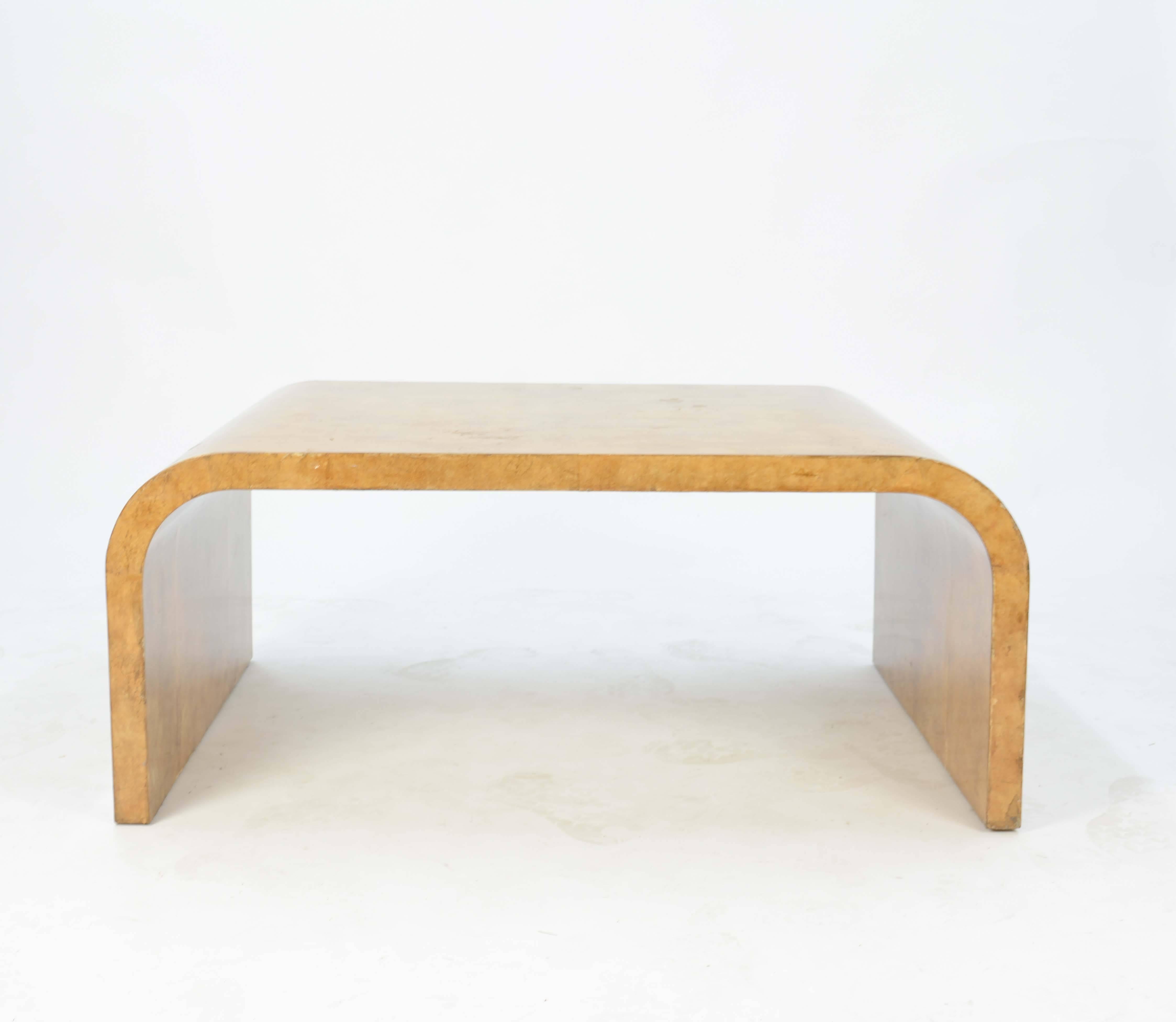 Mid-Century Modern Jean Michael Frank Style Parchment Waterfall Coffee Table