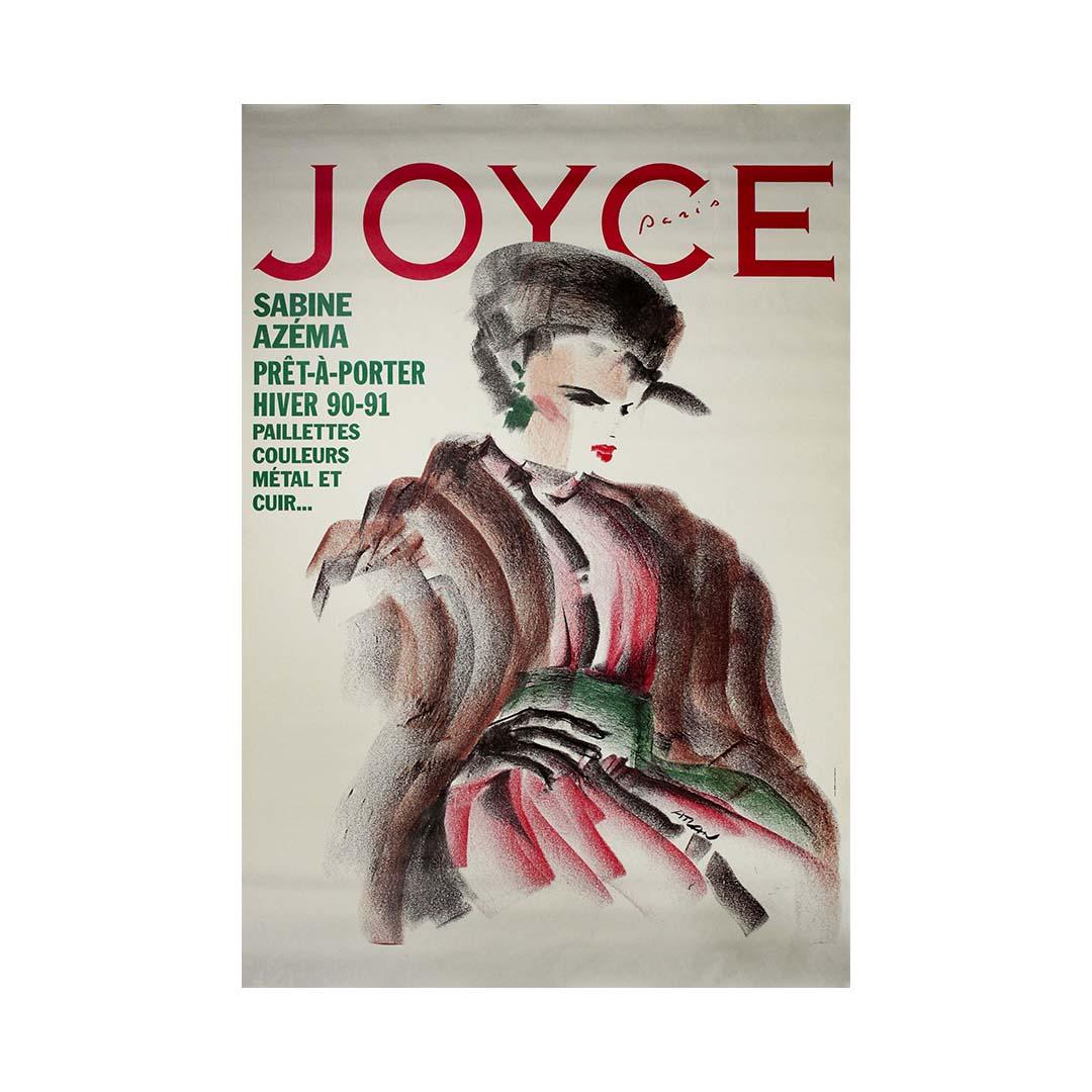 Affiche de mode originale de 1990 de l'artiste Atlan - Joyce Paris - Sabin Azéma - Print de jean-Michel Atlan