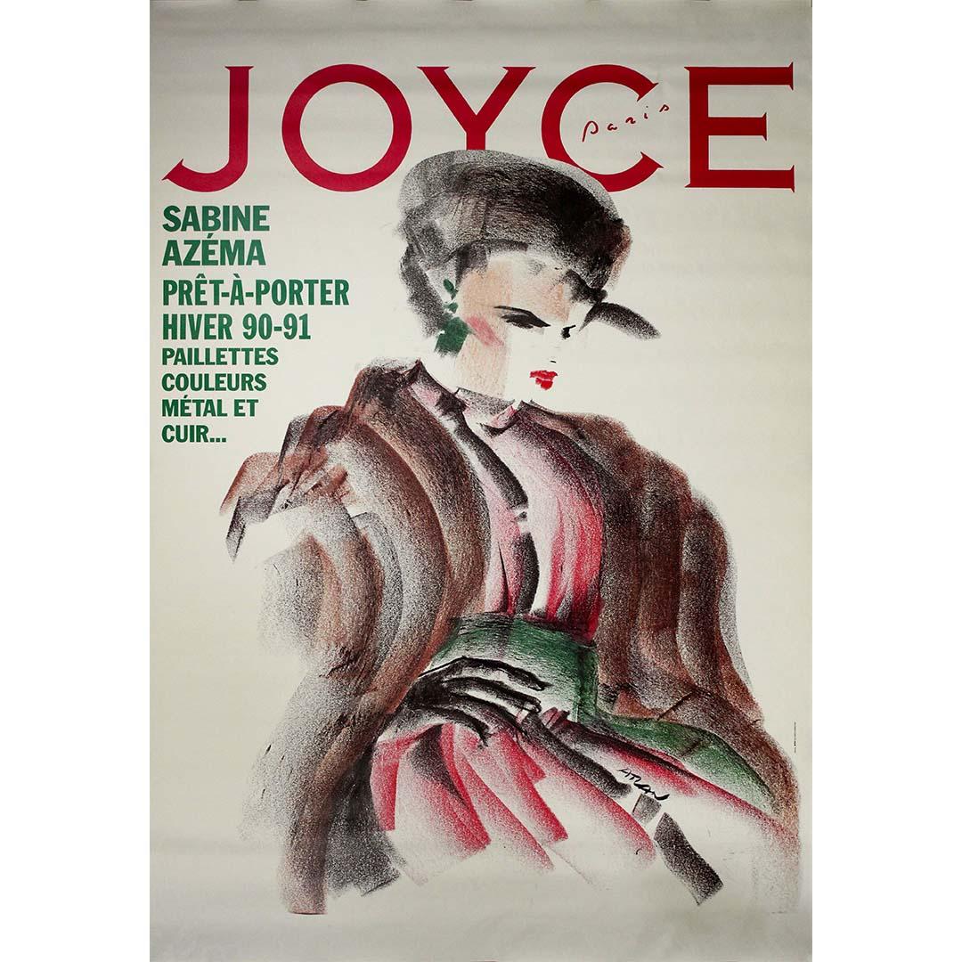 1990 original fashion poster by the artist Atlan - Joyce Paris - Sabine Azéma