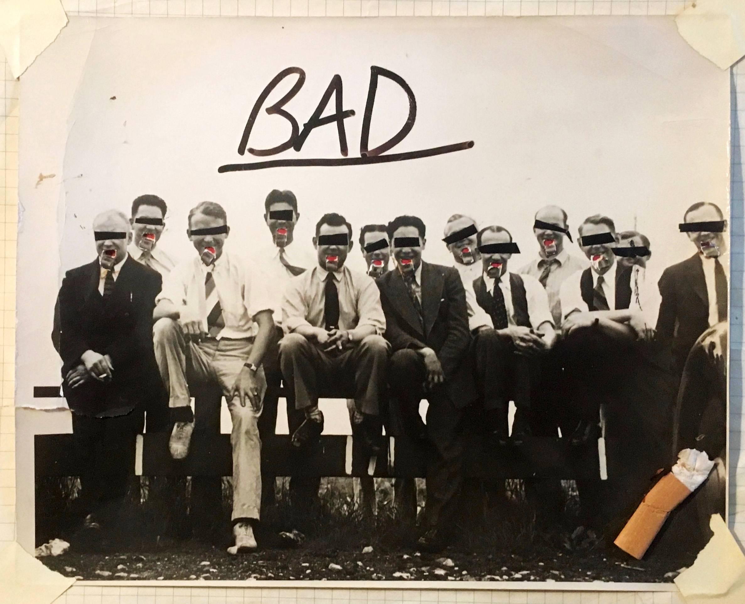 Basquiat (ohne Titel) 'BAD' – Mixed Media Art von Jean-Michel Basquiat