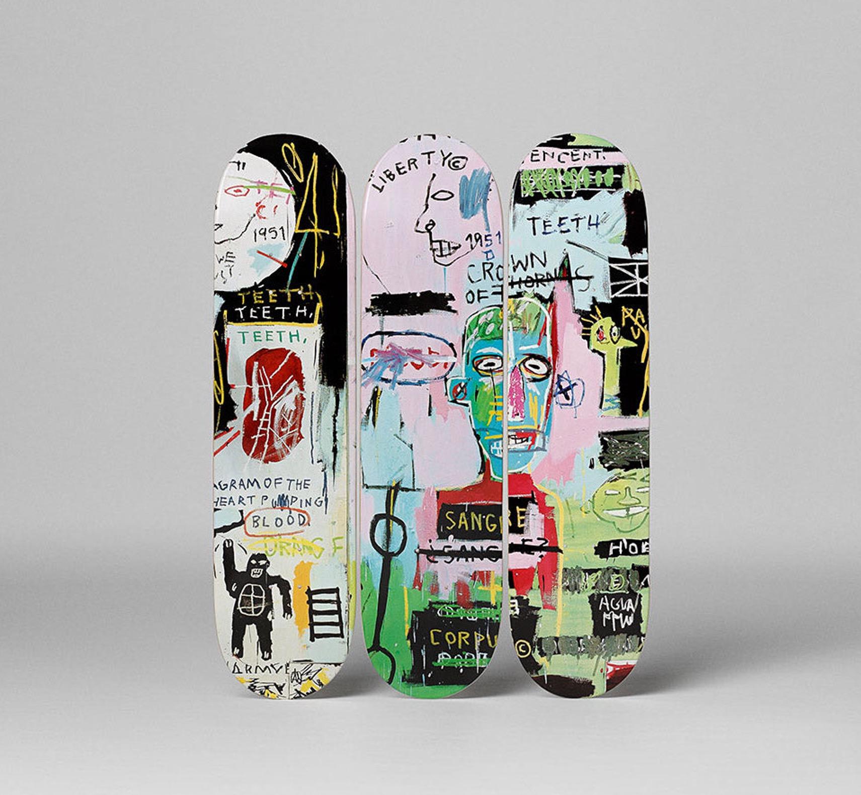 Jean-Michel Basquiat In Italian Skateboard Triptych, 2014 For Sale 1