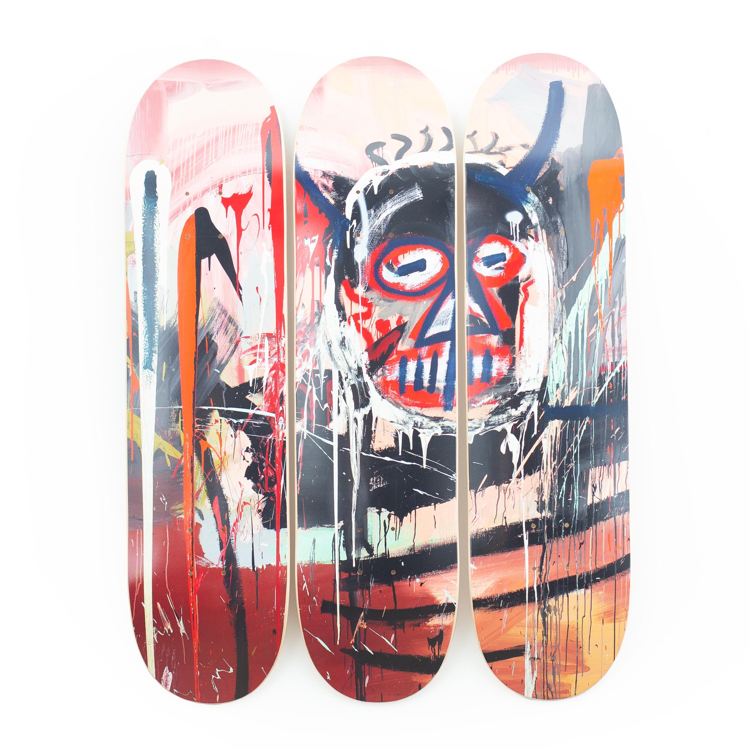 The Skateroom x Succession de Jean-Michel Basquiat
Sans titre (diable), 1982 / 2023
Sérigraphie sur bois d'érable
31 1/2 × 7 9/10 × 3/10 in  80 × 20 × 0.7 cm
Edition ouverte 
Sous licence Artestar, New York

