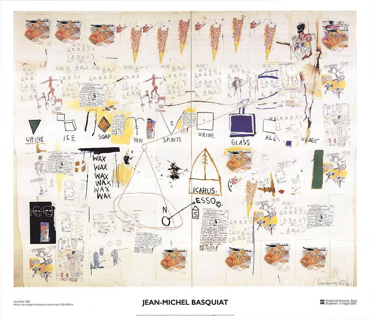 "Icarus Esso" est une lithographie offset, faisant partie d'une édition ouverte de Jean-Michel Basquiat, réalisée à l'occasion d'une rétrospective de son œuvre dans un musée en Italie en 2002. Cette œuvre d'art s'inspire du mythe grec d'Icare, connu