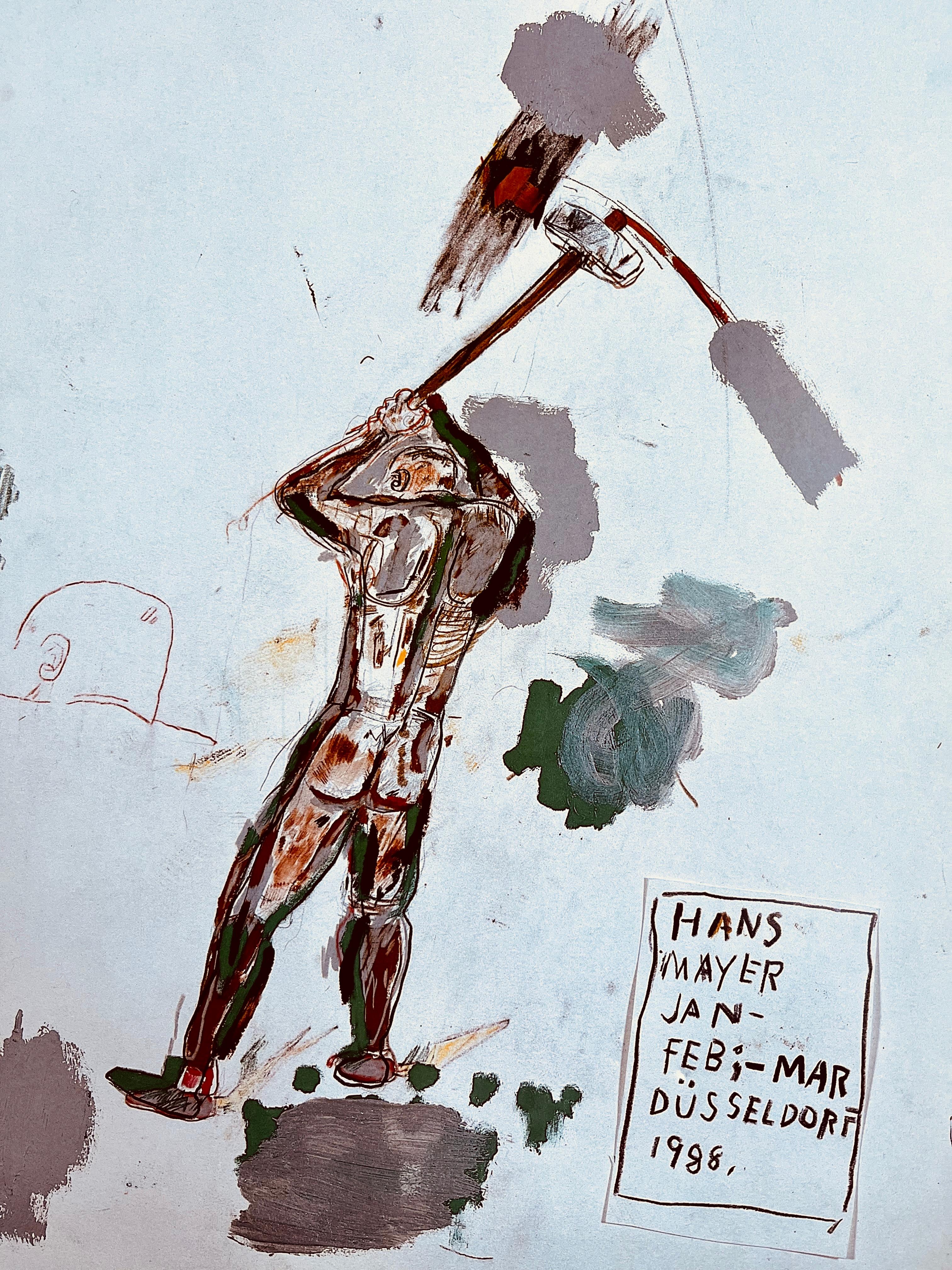 Basquiat Galerie Hans Mayer 1988 (1980er Basquiat-Ausstellungsplakat) (Pop-Art), Print, von Jean-Michel Basquiat
