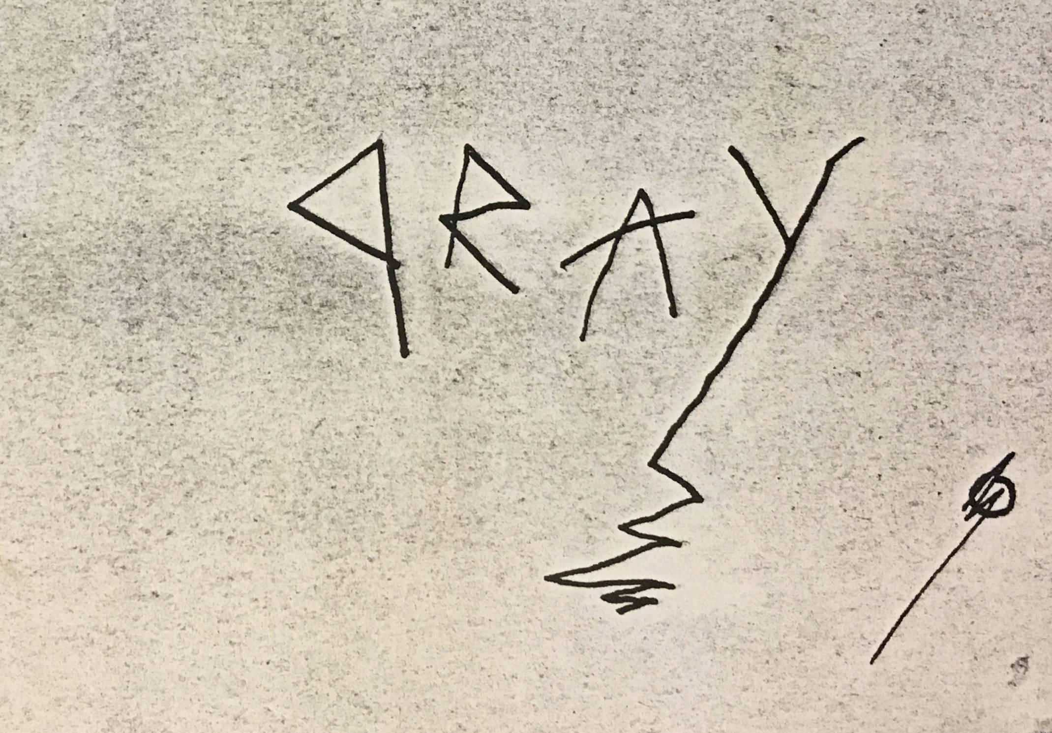 Basquiat Gray 1980 (Beige), Figurative Print, von Jean-Michel Basquiat