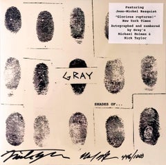 Retro Basquiat Gray vinyl record signed (Basquiat Record Art)