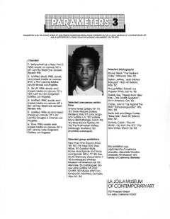 Basquiat La Jolla Museum of art 1985 (Basquiat Parameters)