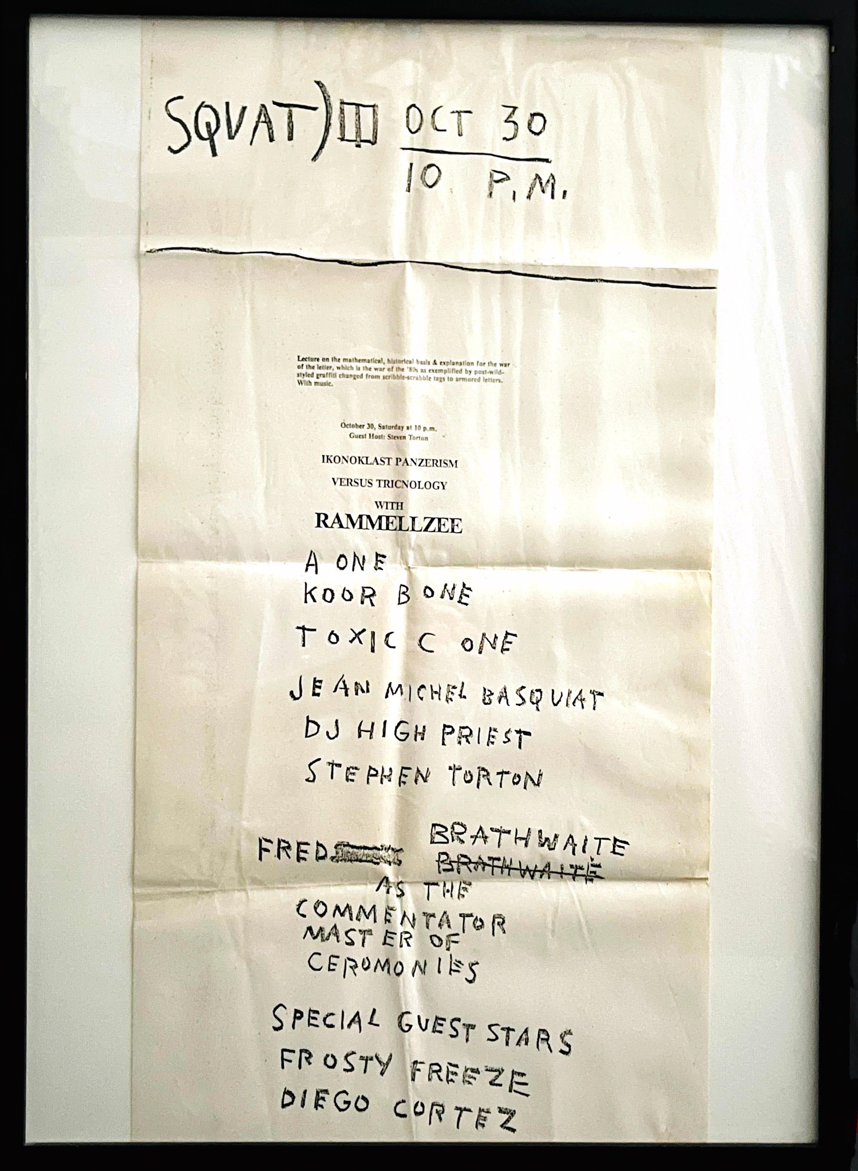 Basquiat Rammellzee Plakat 1982 (Weiß), Abstract Print, von Jean-Michel Basquiat