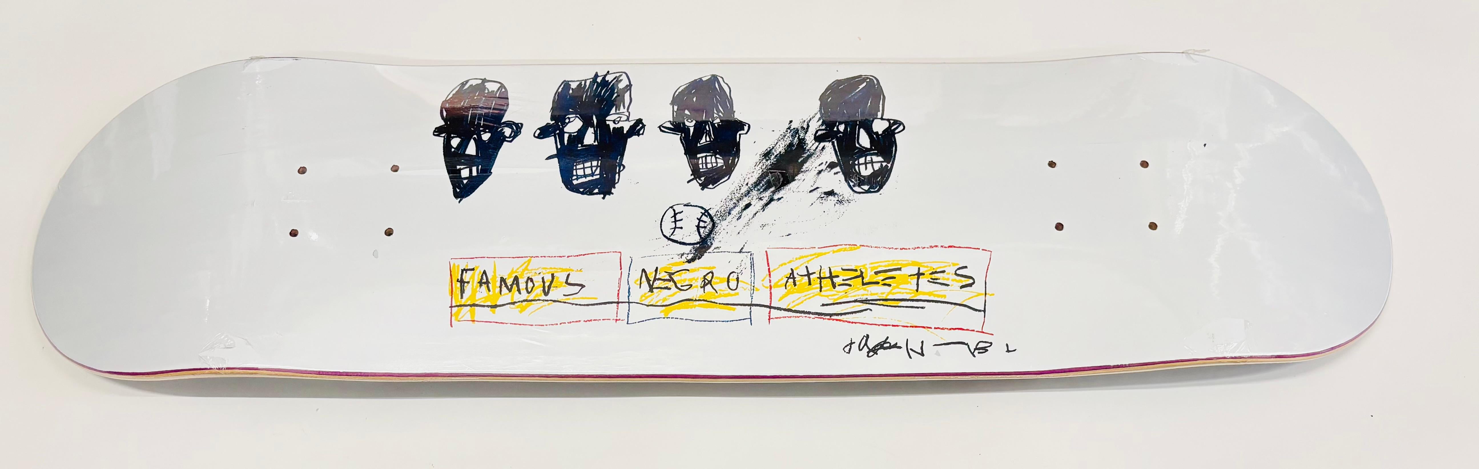 Basquiat Negro Athletes Skateboard Deck : 
Pont de skate Basquiat en édition limitée sous licence de la succession de Jean Michel Basquiat en collaboration avec Artestar en 2018, présentant une imagerie décalée du dessin Negro Athletes de Basquiat.