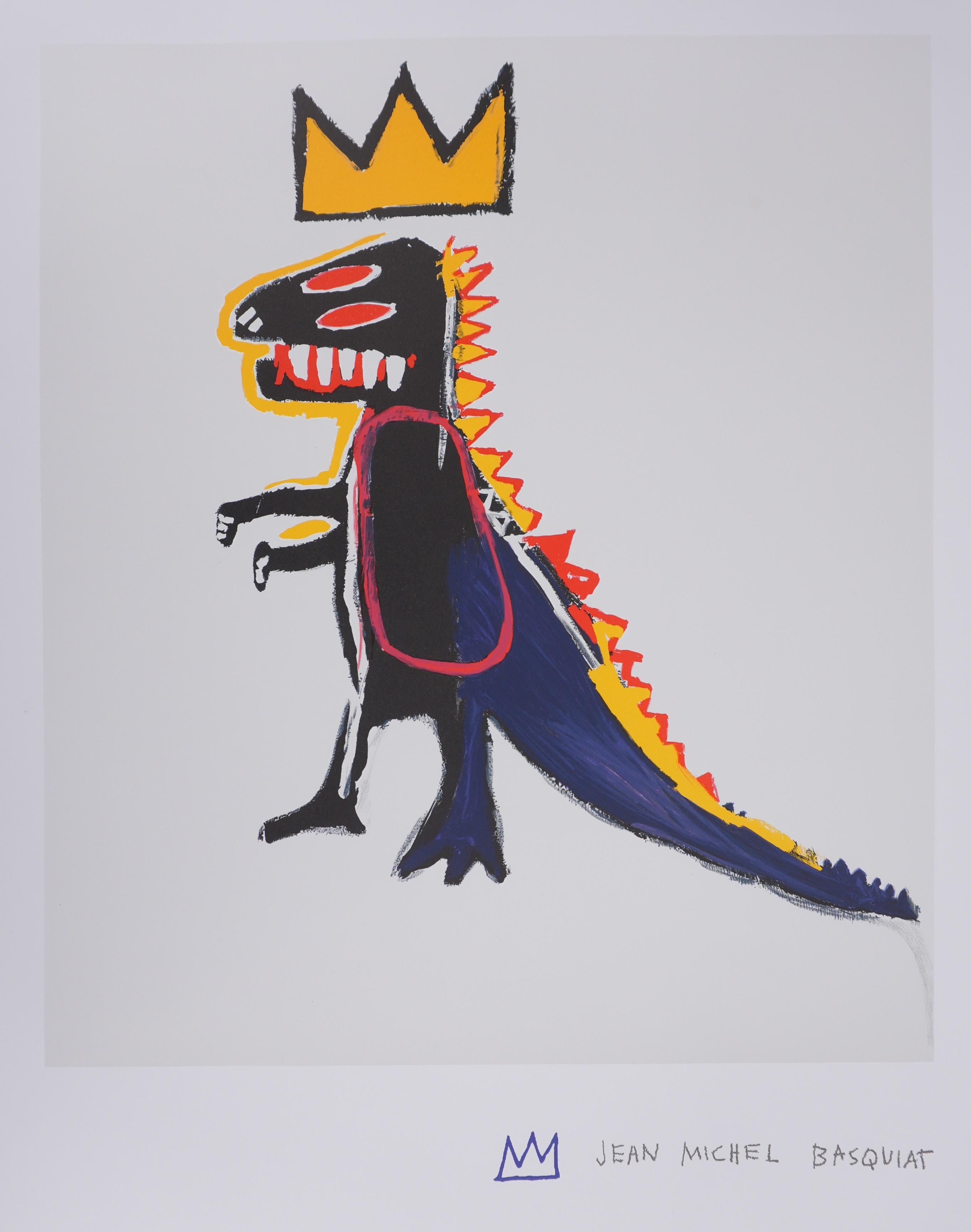 Crowned T-Rex - Lithograph, 1997 - Print by Jean-Michel Basquiat