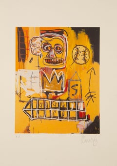 Jean-Michel Basquiat ( americano, 1960 - 1988 ) "Senza titolo" A.P. Litografia