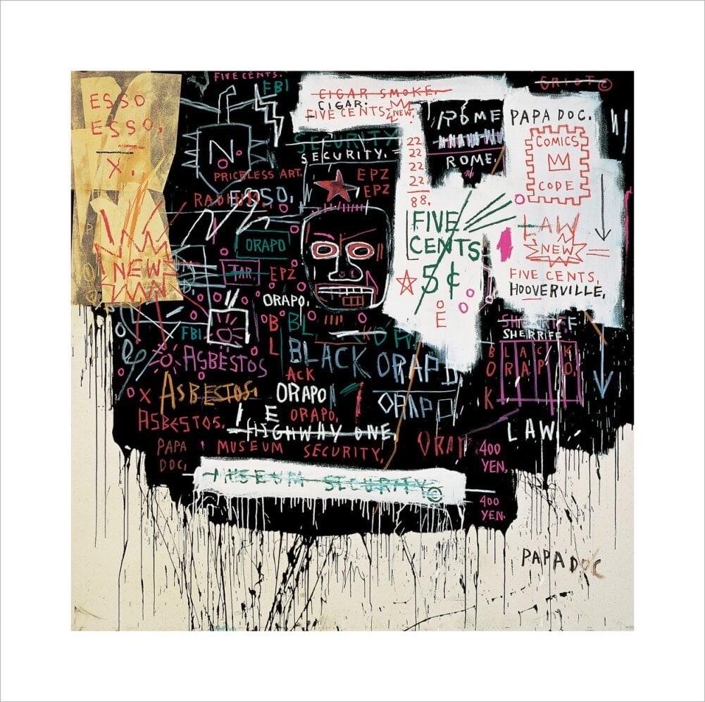 Jean-Michel Basquiat, Sécurité du musée (Broadway Meltdown) 1983/2021 

Papier aquarelle Monte Carlo 300gsm. Ce papier de qualité supérieure est fabriqué sur une machine à cylindre traditionnelle par St Cuthbert's Mill, dans le Somerset, qui