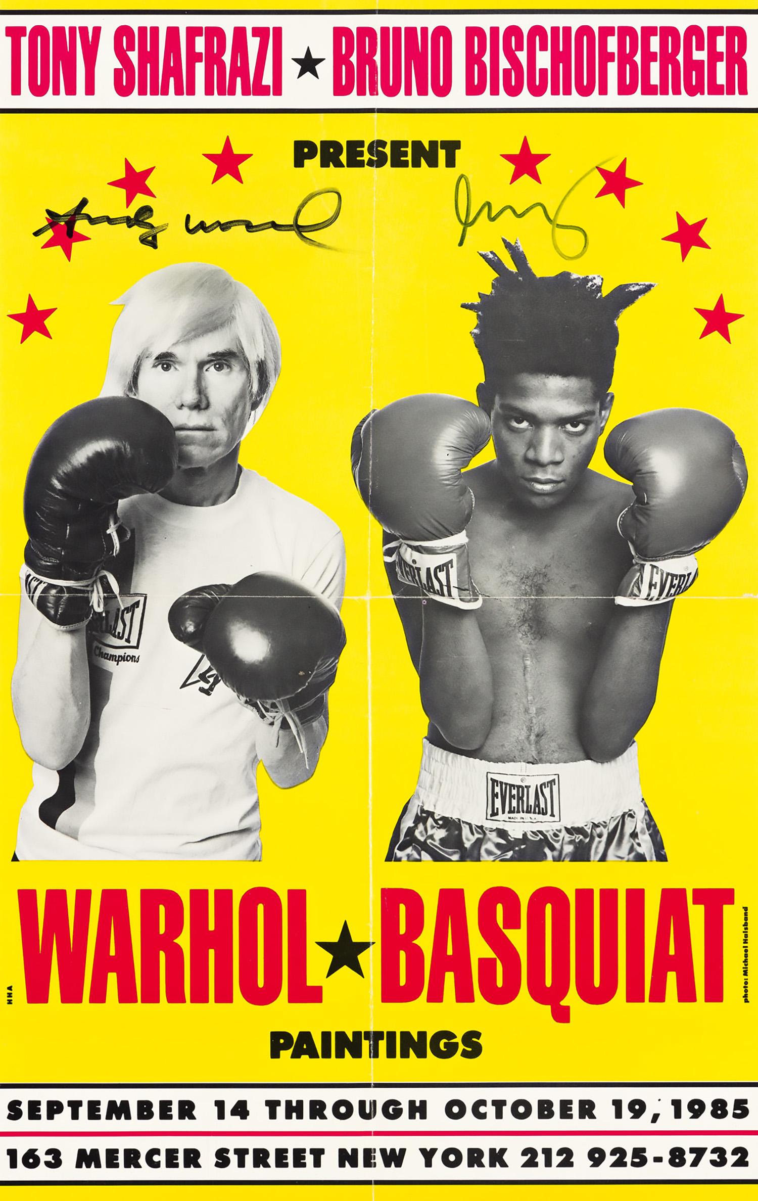 Signed Warhol Basquiat Boxing Poster 1985 (Warhol Basquiat collaborations) - Print by Michael Halsband
