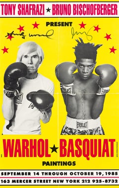 Retro Signed Warhol Basquiat Boxing Poster 1985 (Warhol Basquiat collaborations)