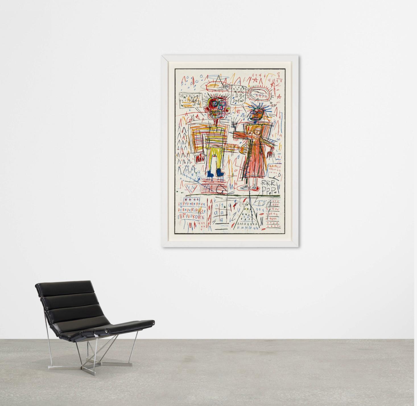 Artiste :  Jean-Michel Basquiat 
Titre : Sans titre III (du portfolio The Figure)
Taille : 48 h × 32 w in (122 × 81 cm)
Support : Sérigraphie en couleurs sur Saunders Waterford
Edition :  de 85
Année :  1982 / 2023
Notes : Numéroté en bas à gauche