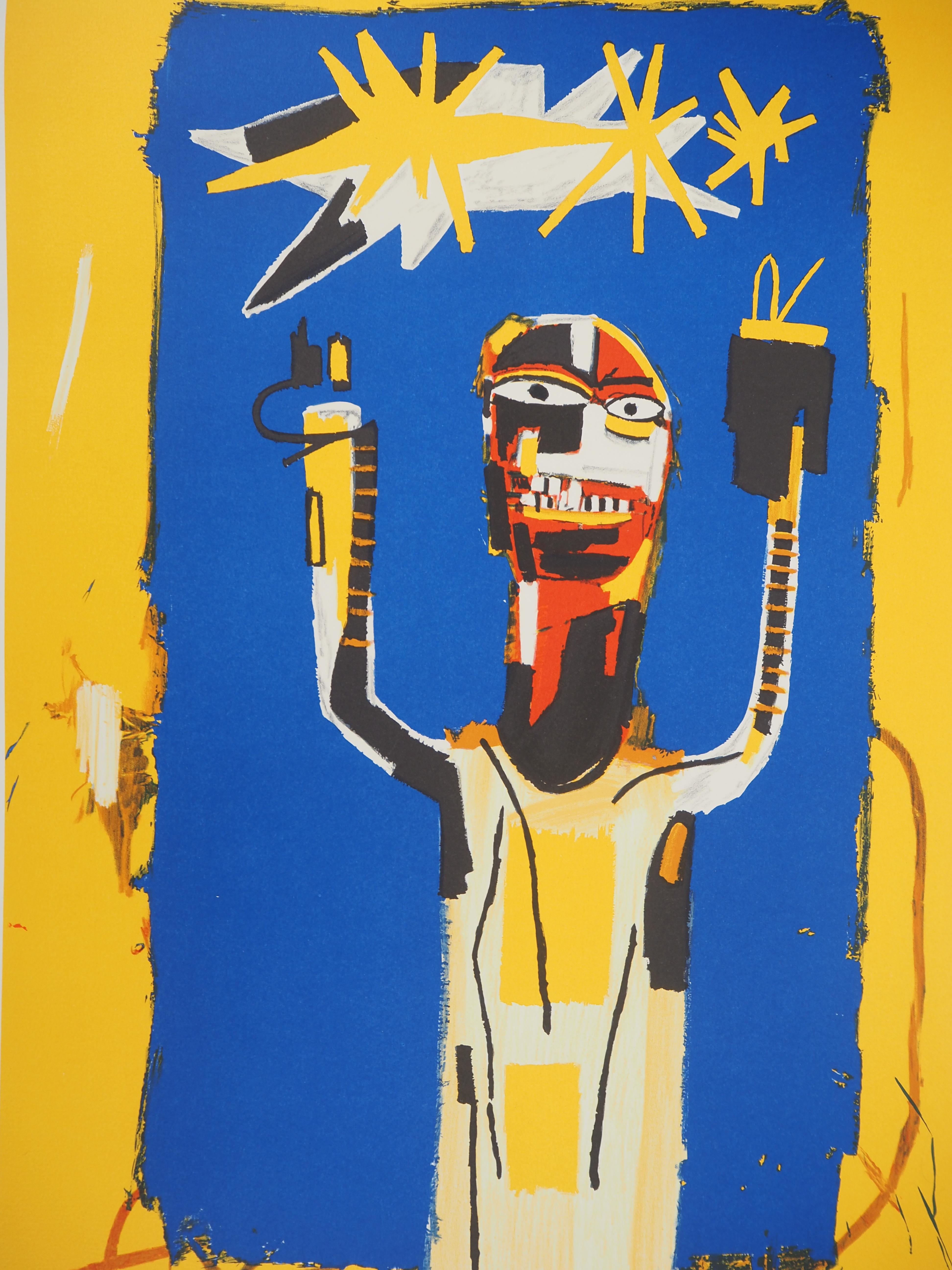 Welcoming Jeers - Lithographie, 1997 - Beige Figurative Print par Jean-Michel Basquiat