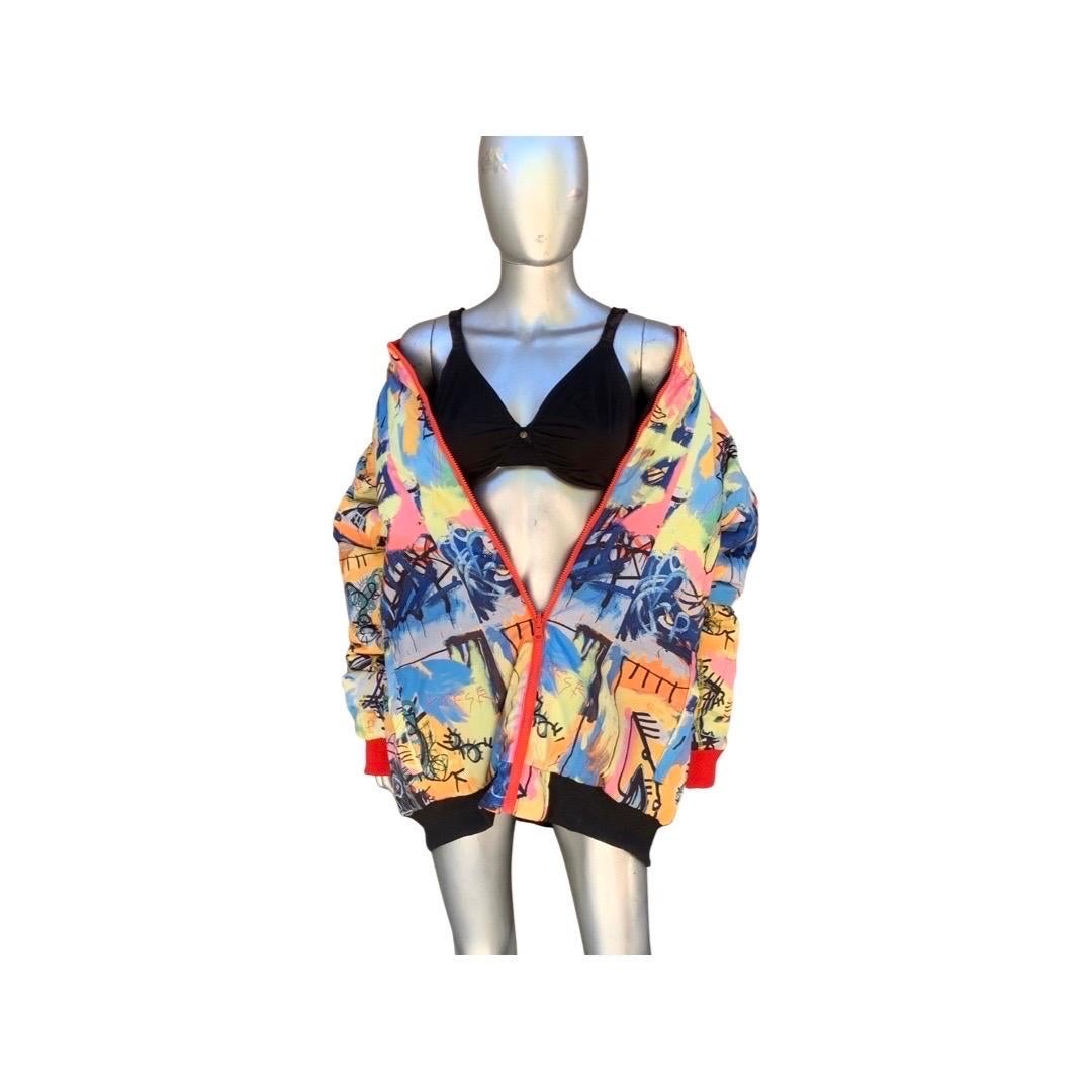 Jean-Michel Basquiat Colorful Print Puffer Jacket Size XL Fits All Unisex  5