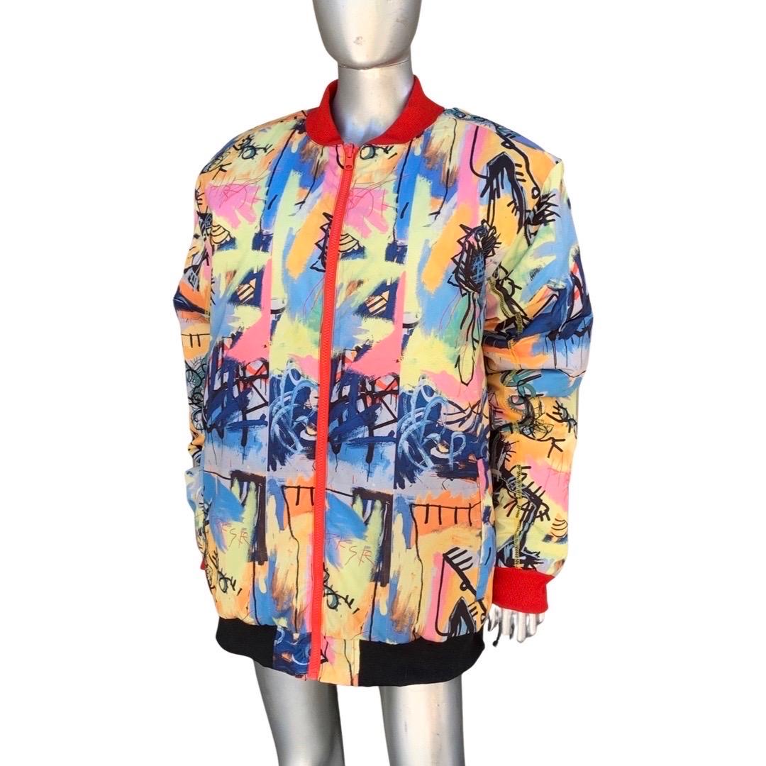 Jean-Michel Basquiat Colorful Print Puffer Jacket Size XL Fits All Unisex  1