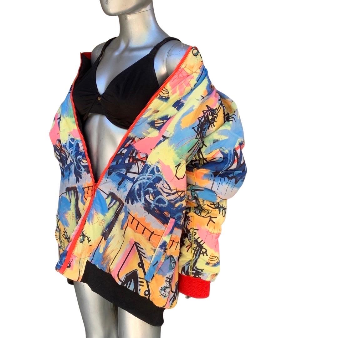 Jean-Michel Basquiat Colorful Print Puffer Jacket Size XL Fits All Unisex  2