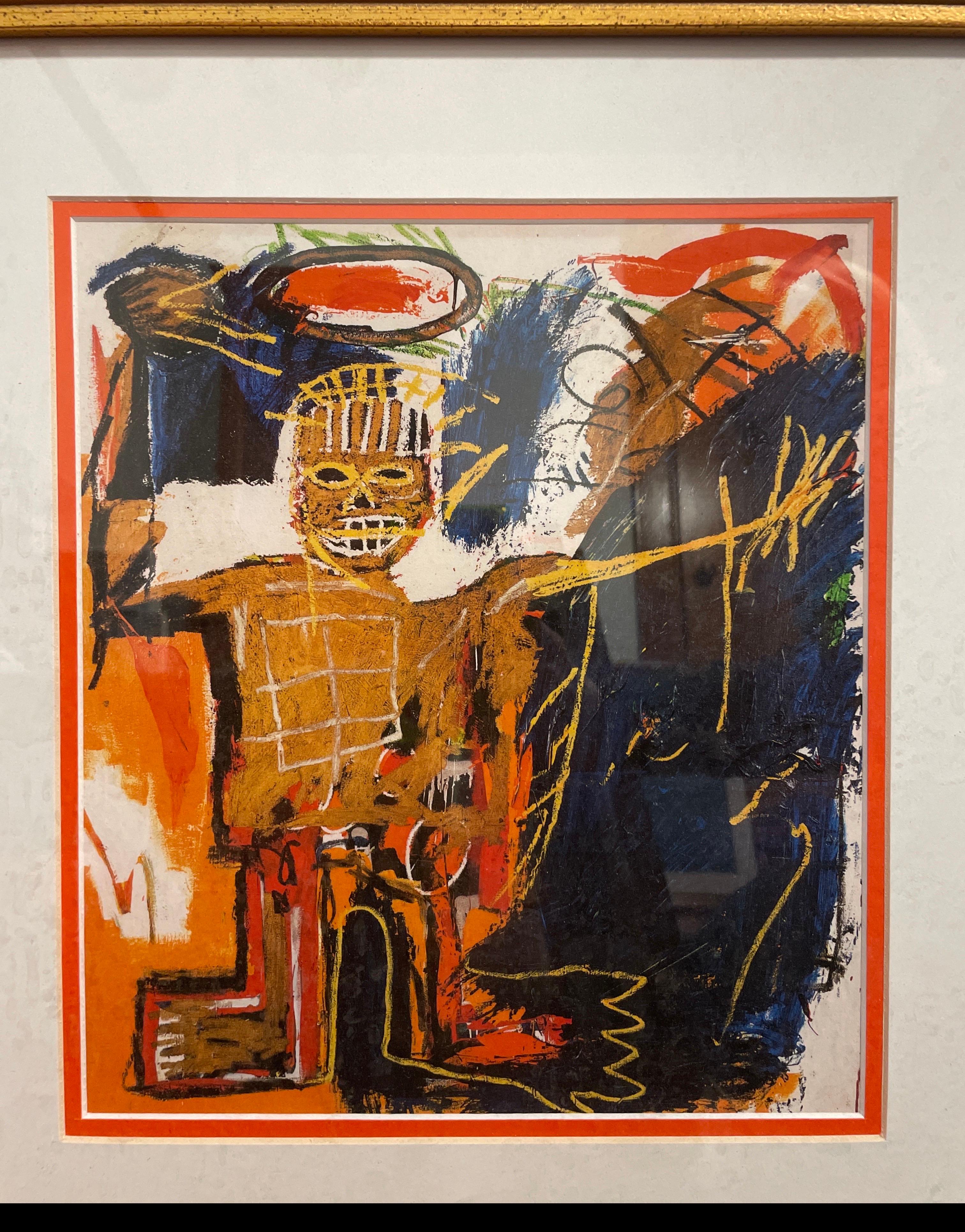 Lithographie aus dem Jahr 1991 von Jean Michel Basquiat. Wunderschönes, individuelles Rahmenwerk.