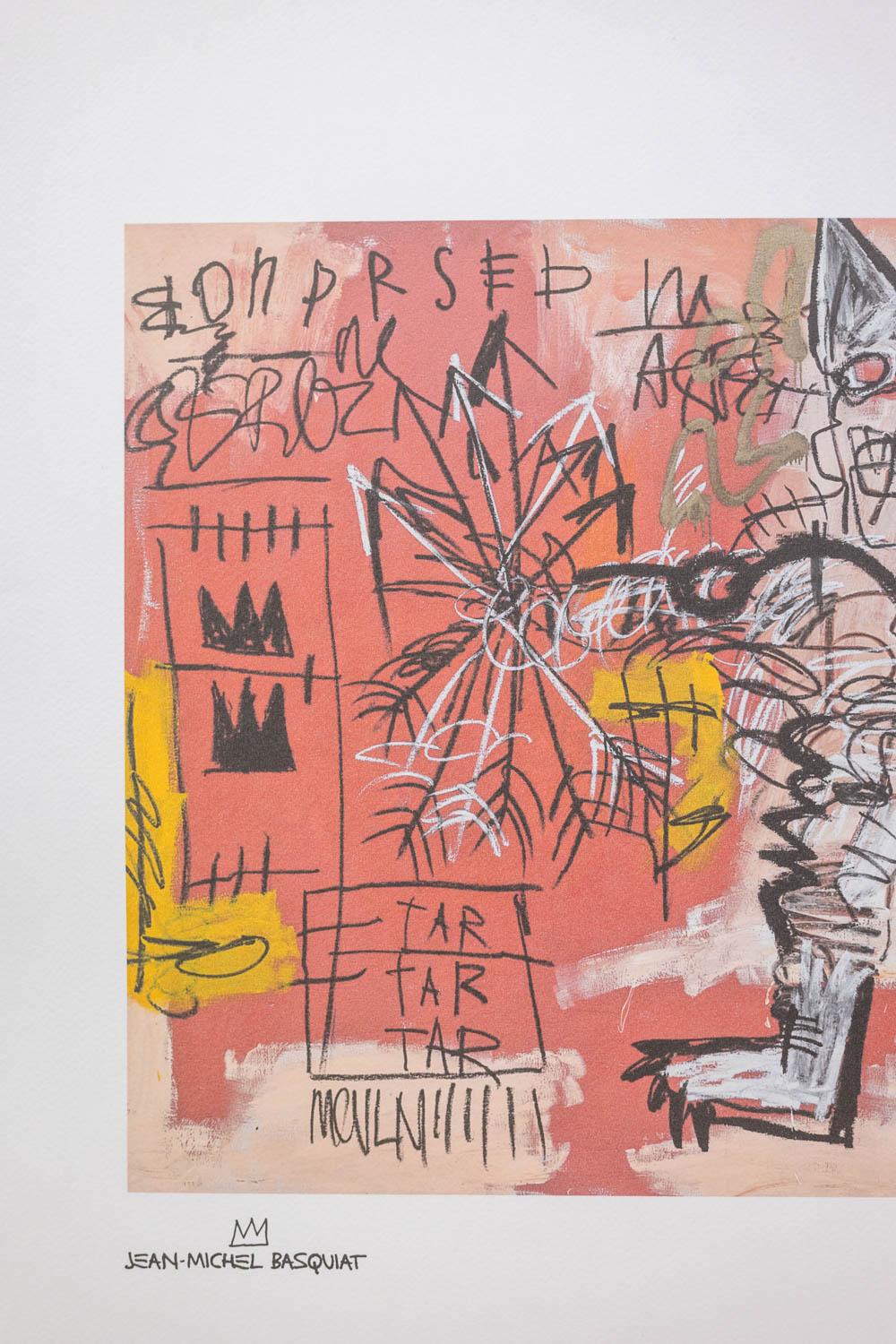 Jean-Michel Basquiat

Farbserigrafie in einem hellen Eichenrahmen.

Es ist nummeriert mit 52/100 und trägt den Trockenstempel des Verlegers Rupert Jason Smith (der Andy Warhols Drucker und Verleger war).

Amerikanische Arbeiten aus den 1990er