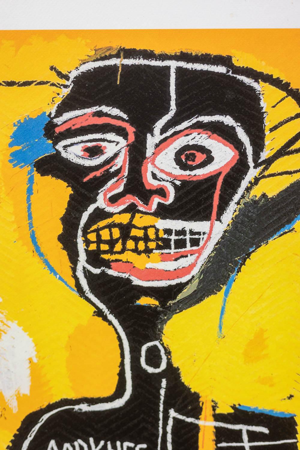 Jean-Michel Basquiat

Farbserigrafie in einem hellen Eichenrahmen.

Es ist mit 56/100 nummeriert und trägt den Trockenstempel des Verlegers Rupert Jason Smith (der Andy Warhols Drucker und Verleger war).

Amerikanische Arbeiten aus den 1990er