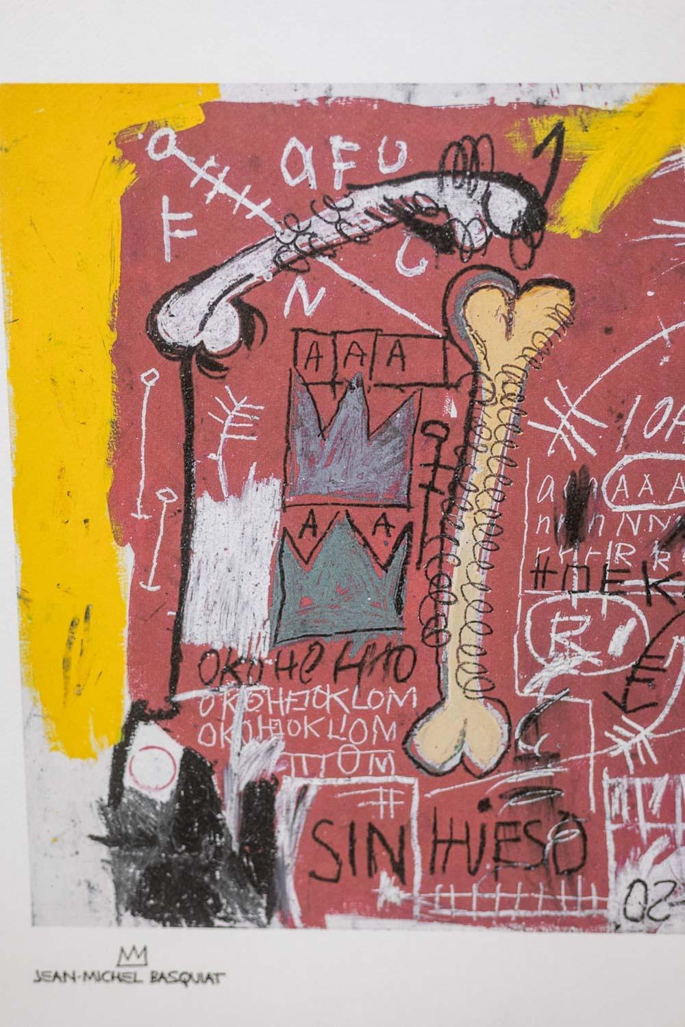 Jean-Michel Basquiat
Farbserigrafie in einem hellen Eichenrahmen.
Es ist mit 16/100 nummeriert und trägt den Trockenstempel des Verlegers Rupert Jason Smith (der Andy Warhols Drucker und Verleger war).
Amerikanische Arbeiten aus den 1990er