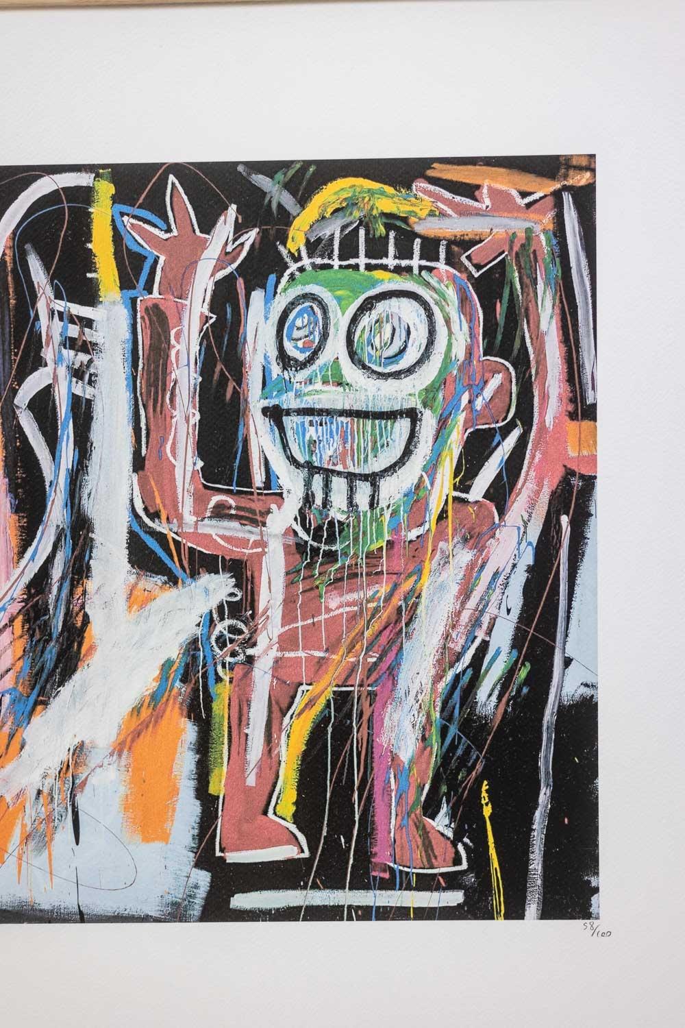 Painted Jean-Michel Basquiat. Numbered color silkscreen print. 1990s. For Sale