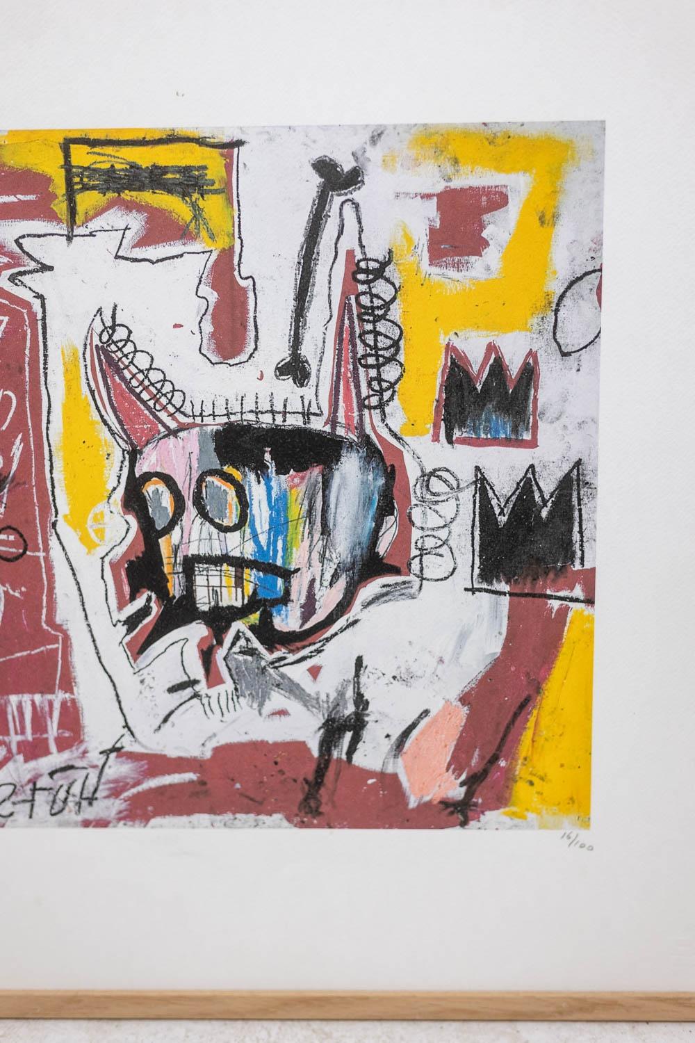 Jean-Michel Basquiat. Nummerierter Farbserigrafie-Druck. 1990s. im Zustand „Gut“ im Angebot in Saint-Ouen, FR