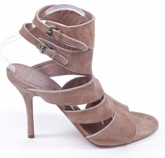 JEAN-MICHEL CAZABAT Suede Leather Sandal Rose Silver Gladiator Strappy Sz 40