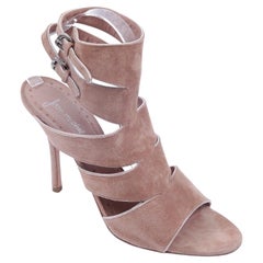 JEAN-MICHEL CAZABAT Suede Leather Sandal Rose Silver Gladiator Strappy Sz 40