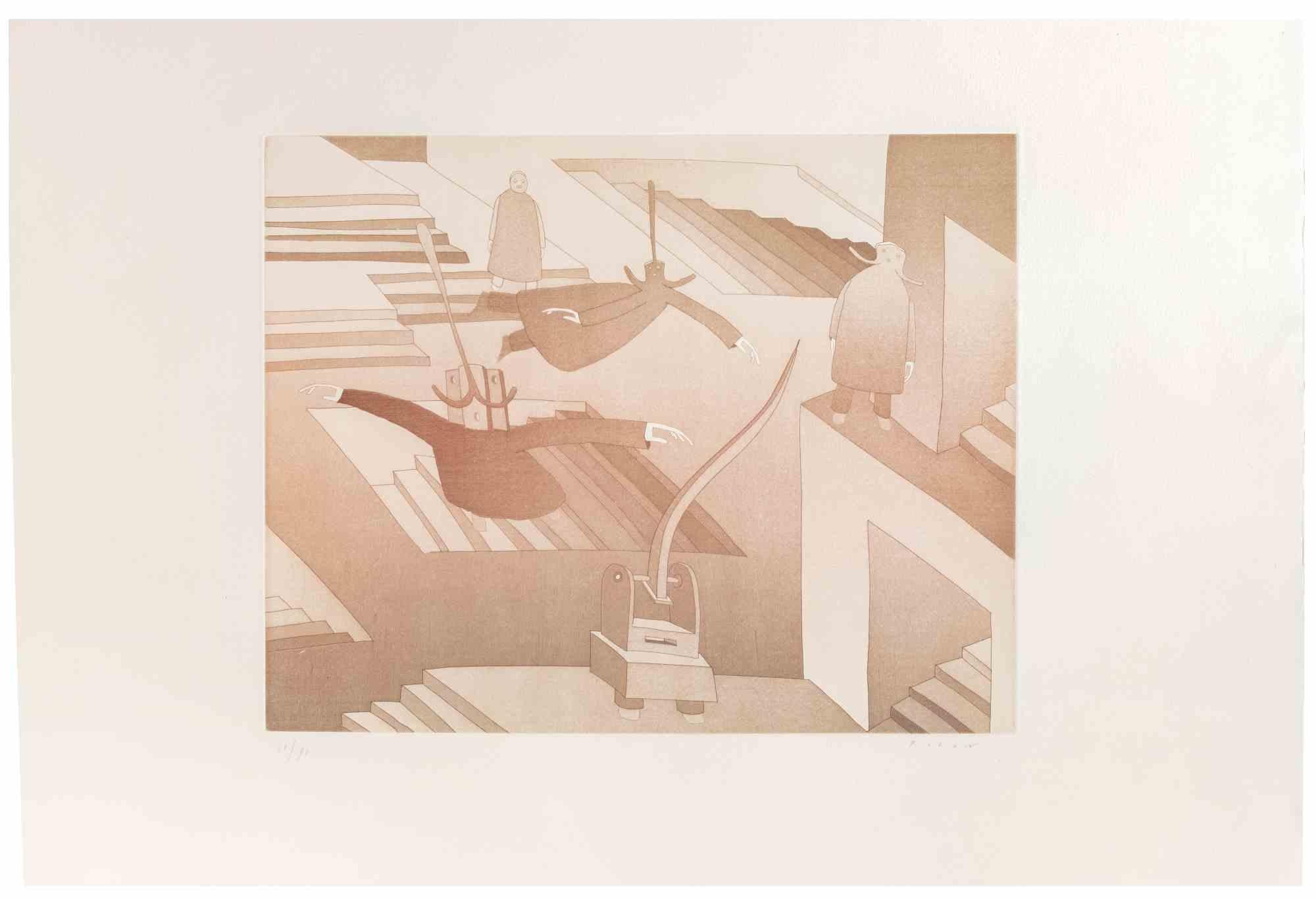 Landscape Print di Jean Michel Folon - Cities People - Litografia di Jean-Michel Folon - Anni '80
