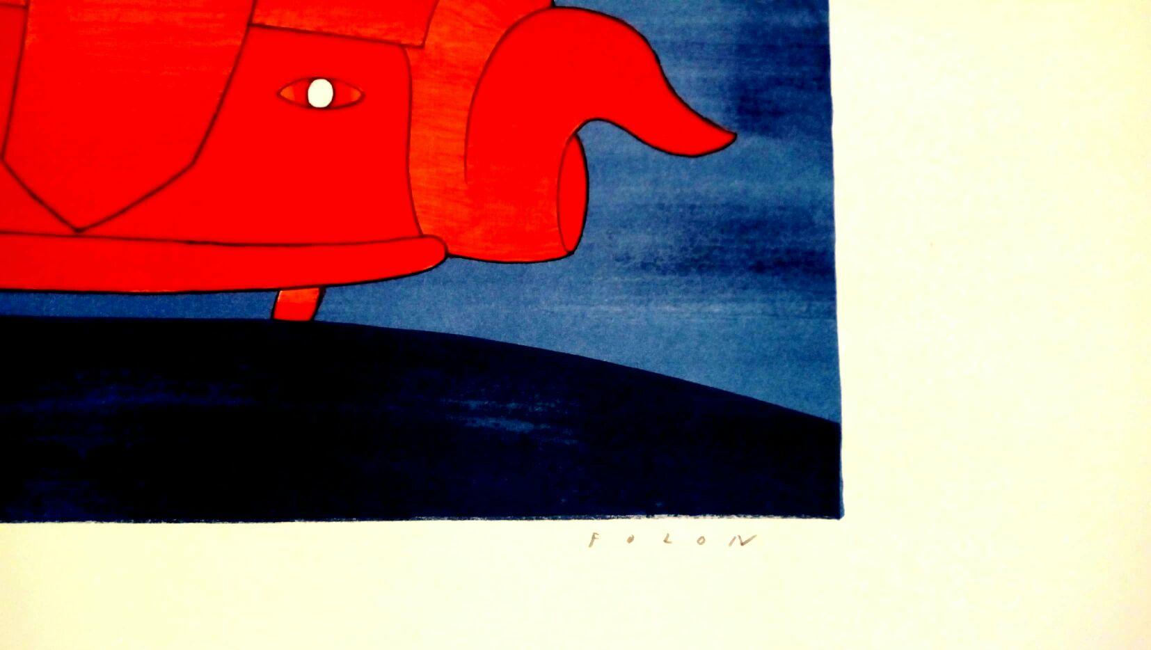 Diabolic Car est une oeuvre d'art originale réalisée par Jean Michel Folon.

Lithographie sur papier. Signé à la main au crayon par l'artiste en bas à droite. Numéroté en bas à gauche. Édition de 80 exemplaires. Des conditions parfaites.

Excellente