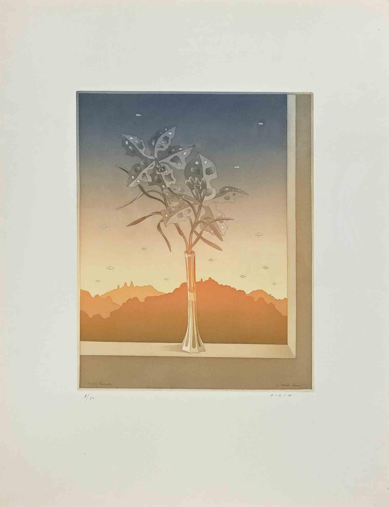 Print de Jean Michel Folon - Ilustración para Crónicas marcianas de Ray Bradbury - por J. M. Folon - 1980