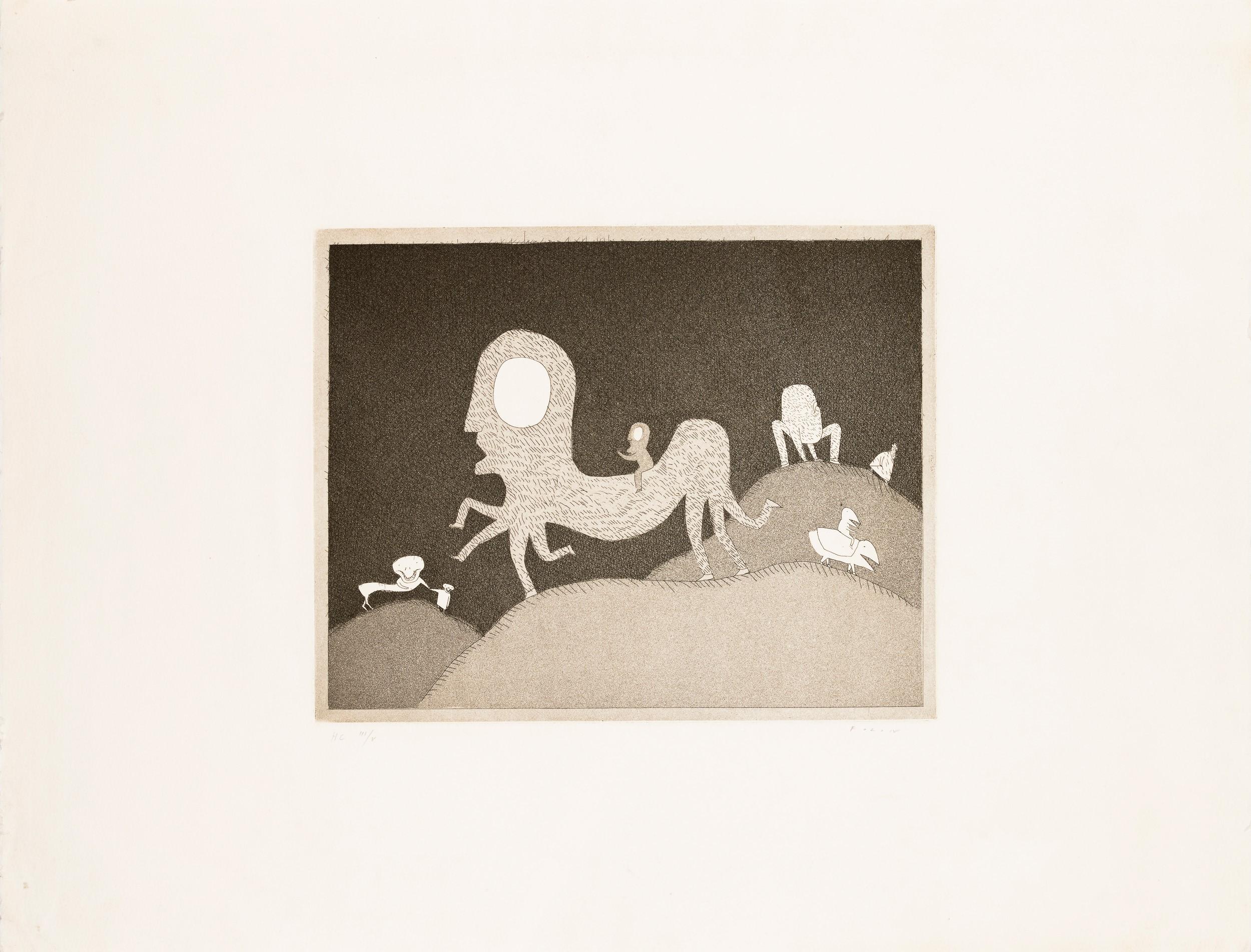 Jean Michel Folon (1934–2005) - Personnages imaginaires - etching on paper en vente 1