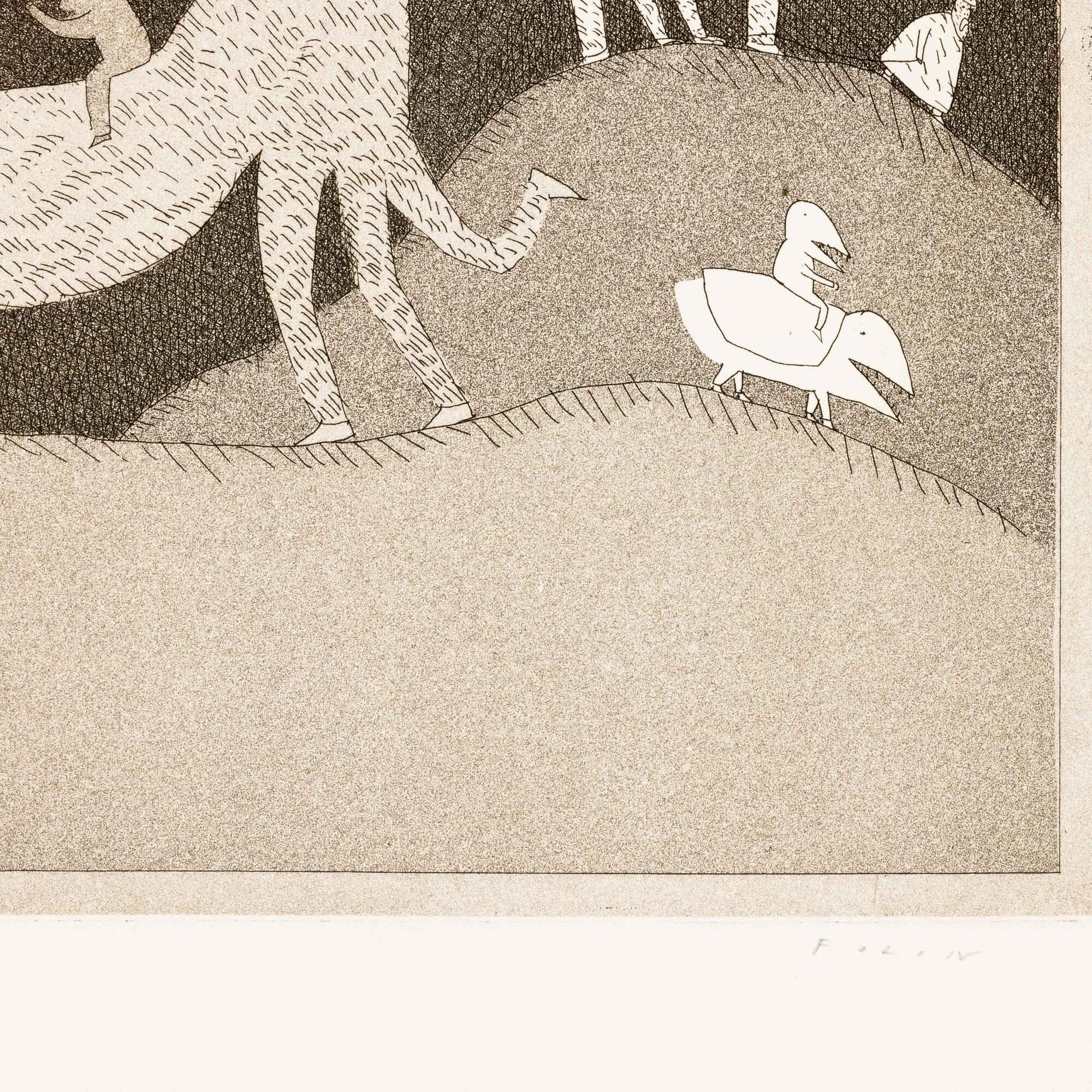 Jean Michel Folon (1934–2005) - Personnages imaginaires - etching on paper en vente 2