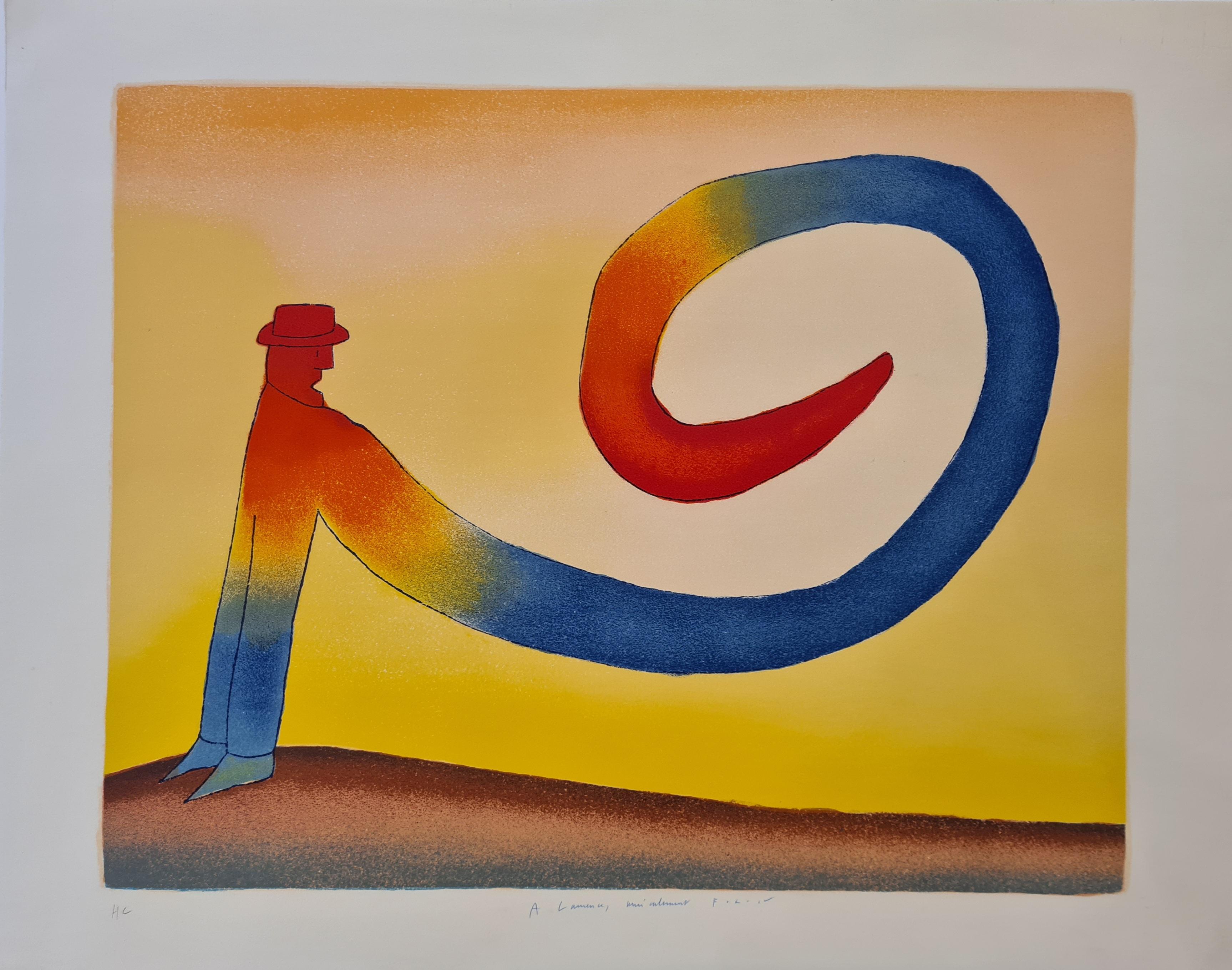 Jean Michel Folon Abstract Print - No title