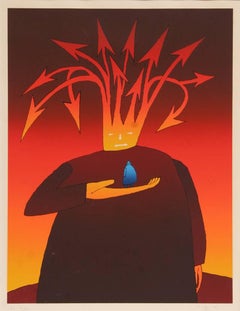 Sin título (Cabeza de flecha), serigrafía surrealista de Jean Michel Folon