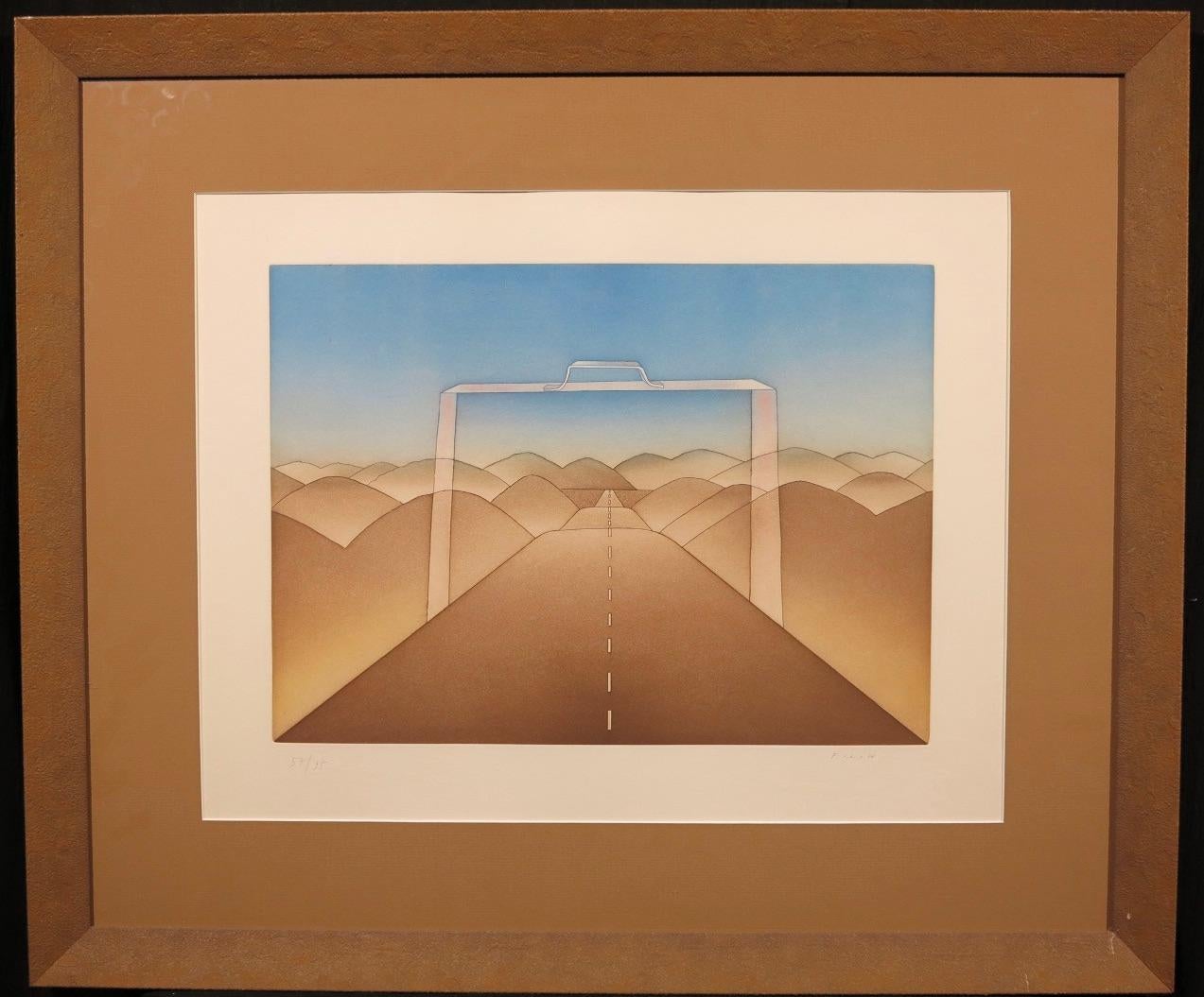 The Suitcase (landage surréaliste) - Print de Jean Michel Folon